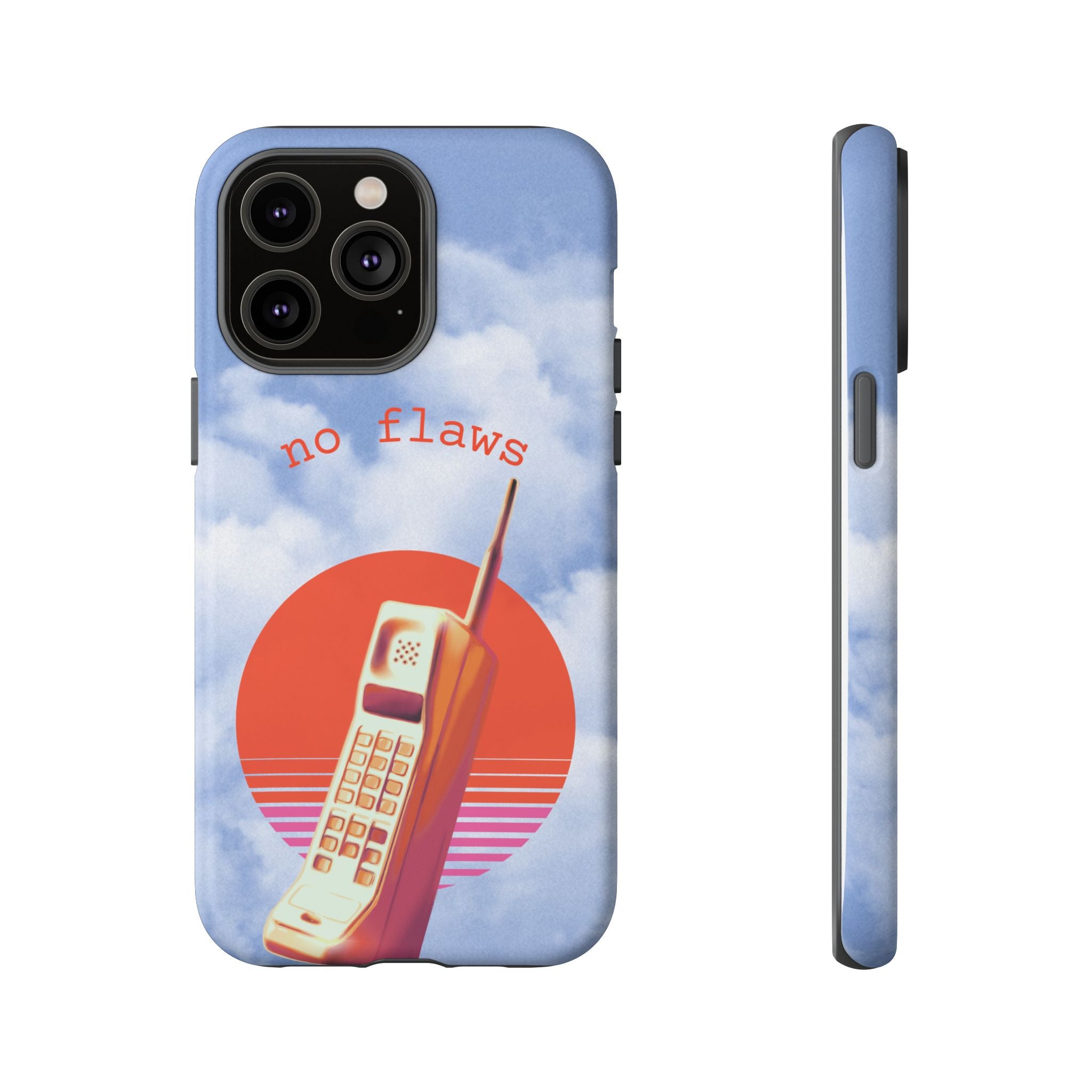 Retro “No Flaws” Phone Tough Case — Vintage 90s Aesthetic Protective Phone Case
