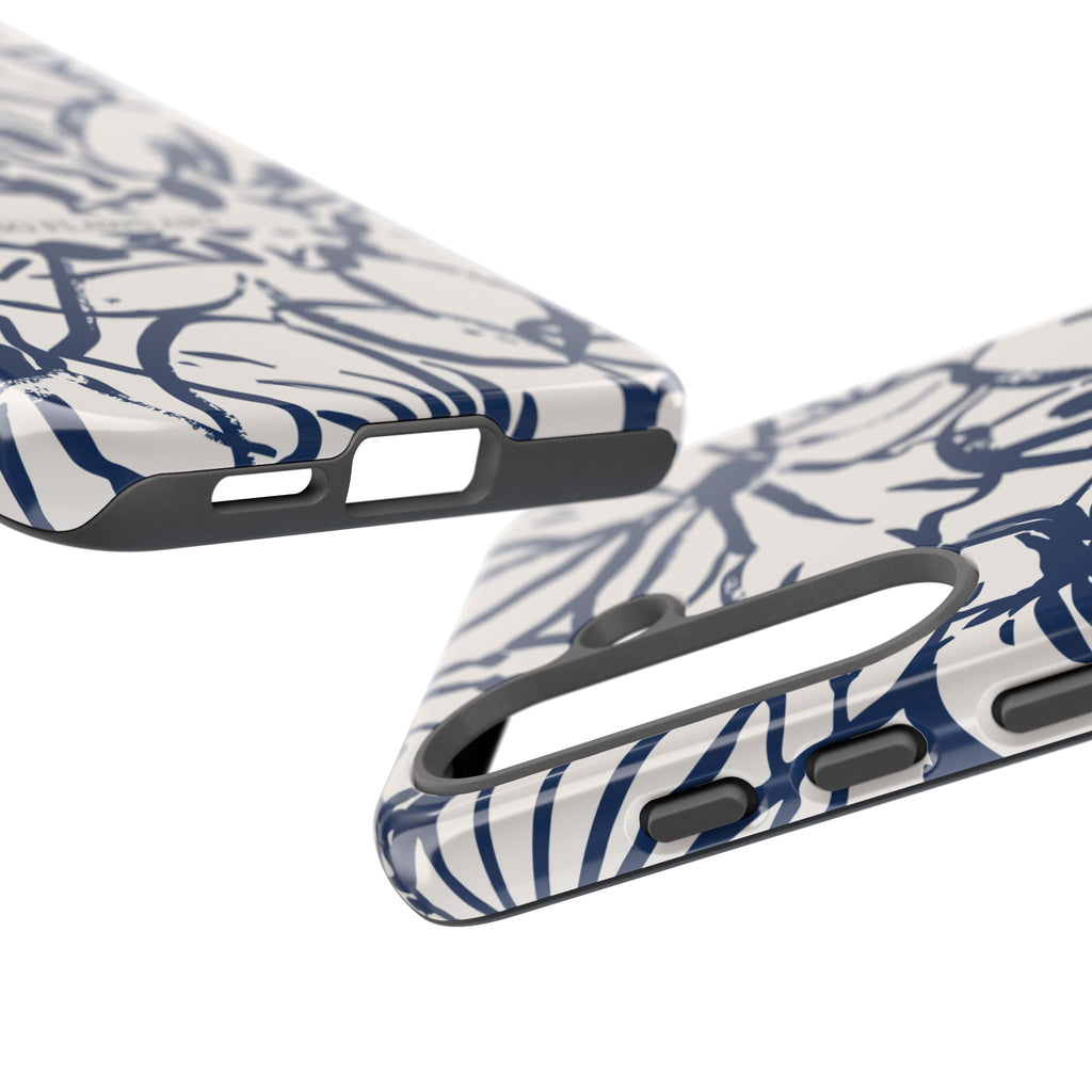 Navy Floral Tough Phone Case — "No Flaws Art" Protective Phone Cover