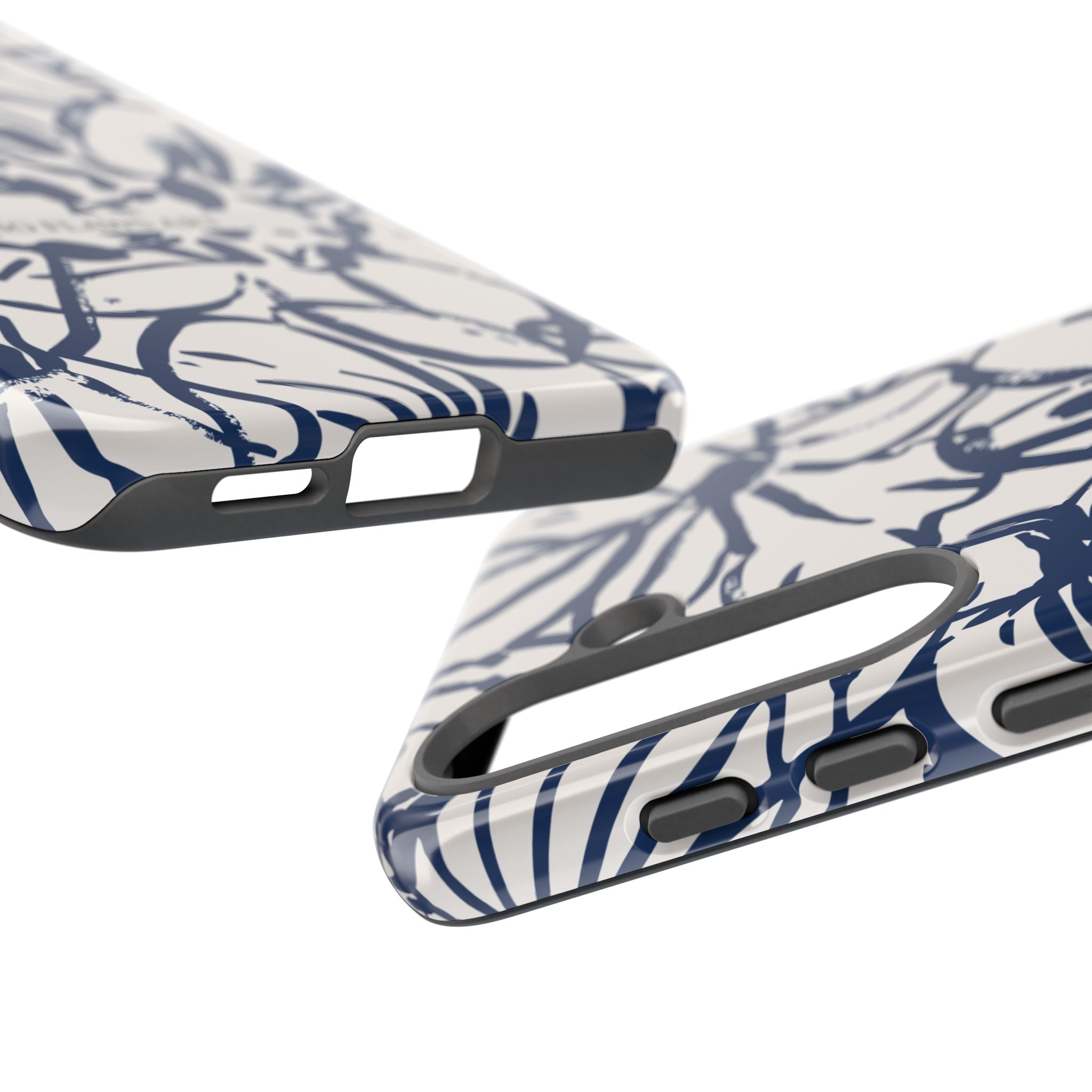 Navy Floral Tough Phone Case — "No Flaws Art" Protective Phone Cover