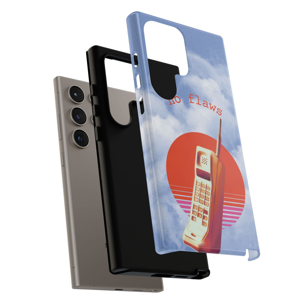 Retro “No Flaws” Phone Tough Case — Vintage 90s Aesthetic Protective Phone Case