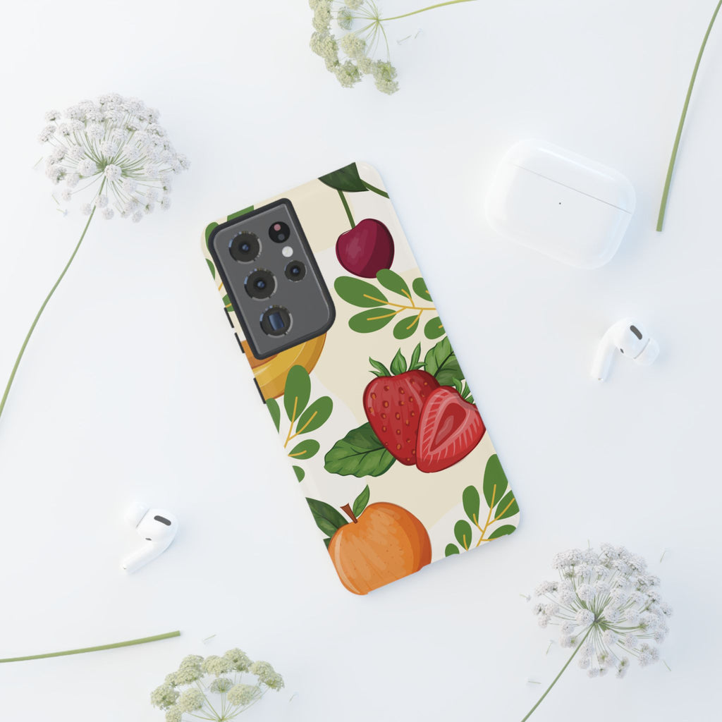 Fruit Pattern Tough Case — Floral Strawberry & Banana Phone Cover