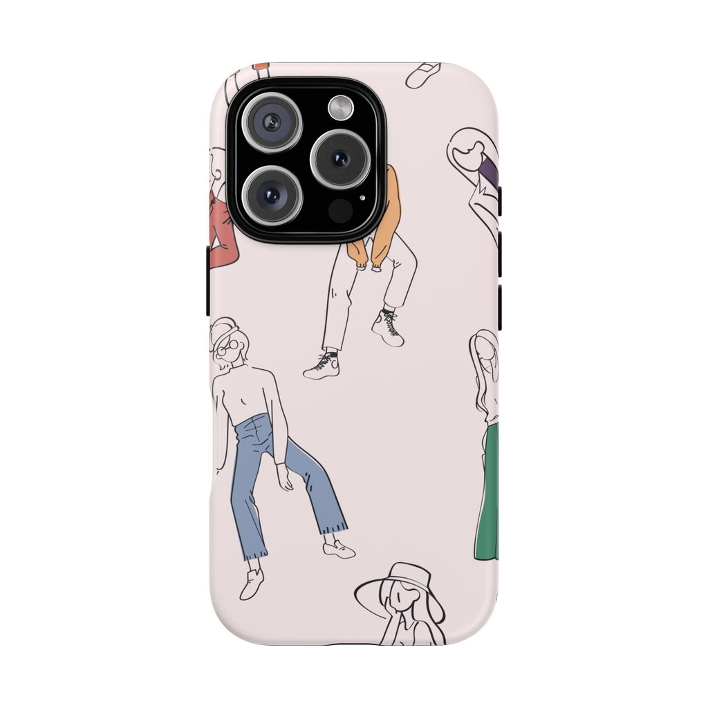Dancing Women Pattern Phone Case — Chic Pastel Protective Phone Cover