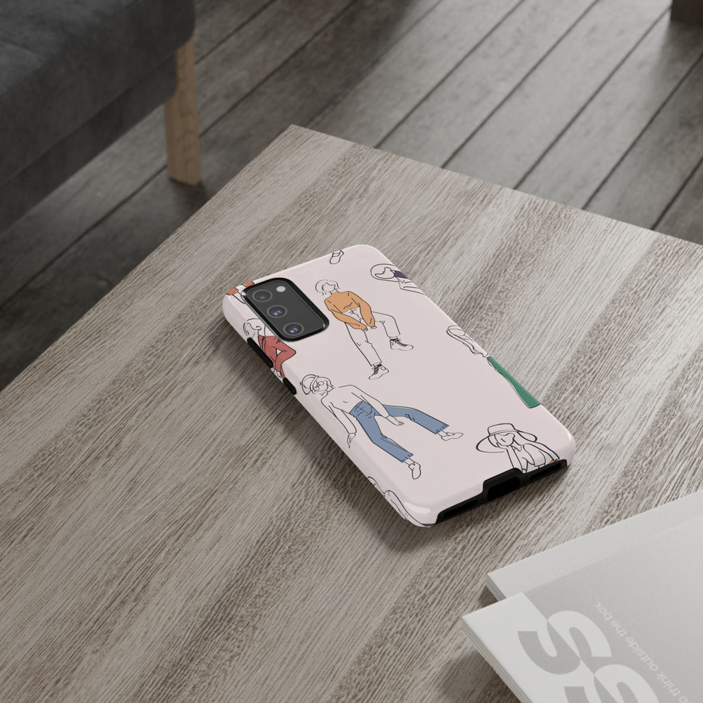 Dancing Women Pattern Phone Case — Chic Pastel Protective Phone Cover