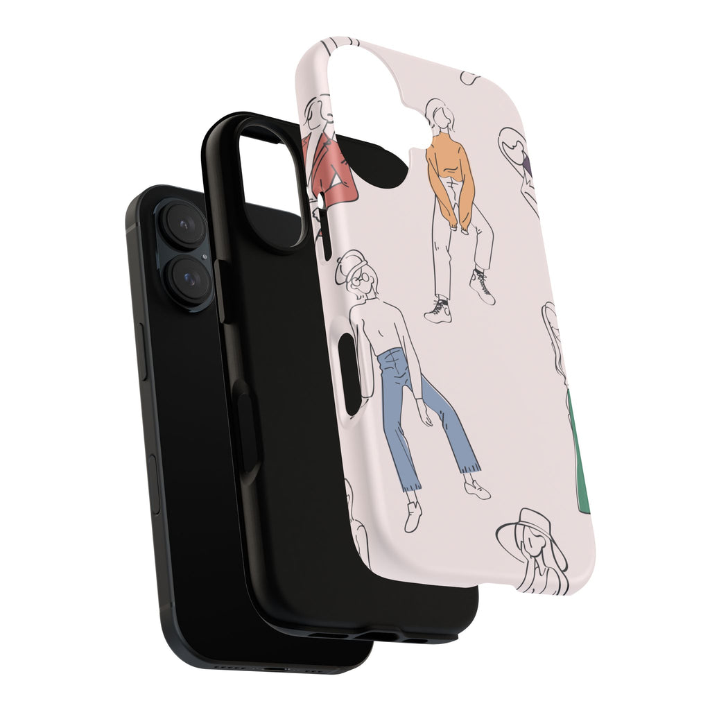 Dancing Women Pattern Phone Case — Chic Pastel Protective Phone Cover