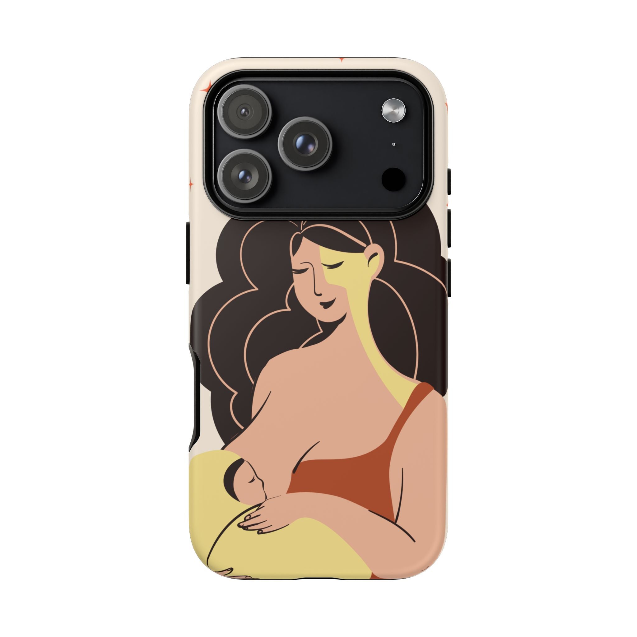 Mother Nursing Baby Illustration, Soft Pastel Mom & Child Protective Cover