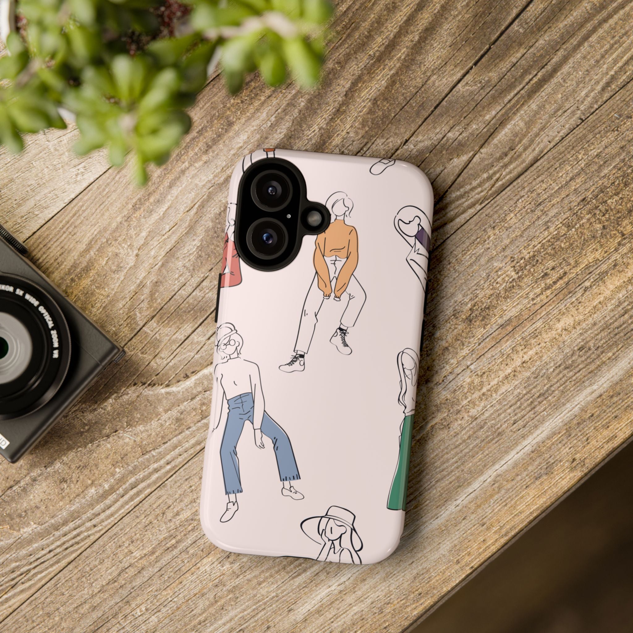 Dancing Women Pattern Phone Case — Chic Pastel Protective Phone Cover