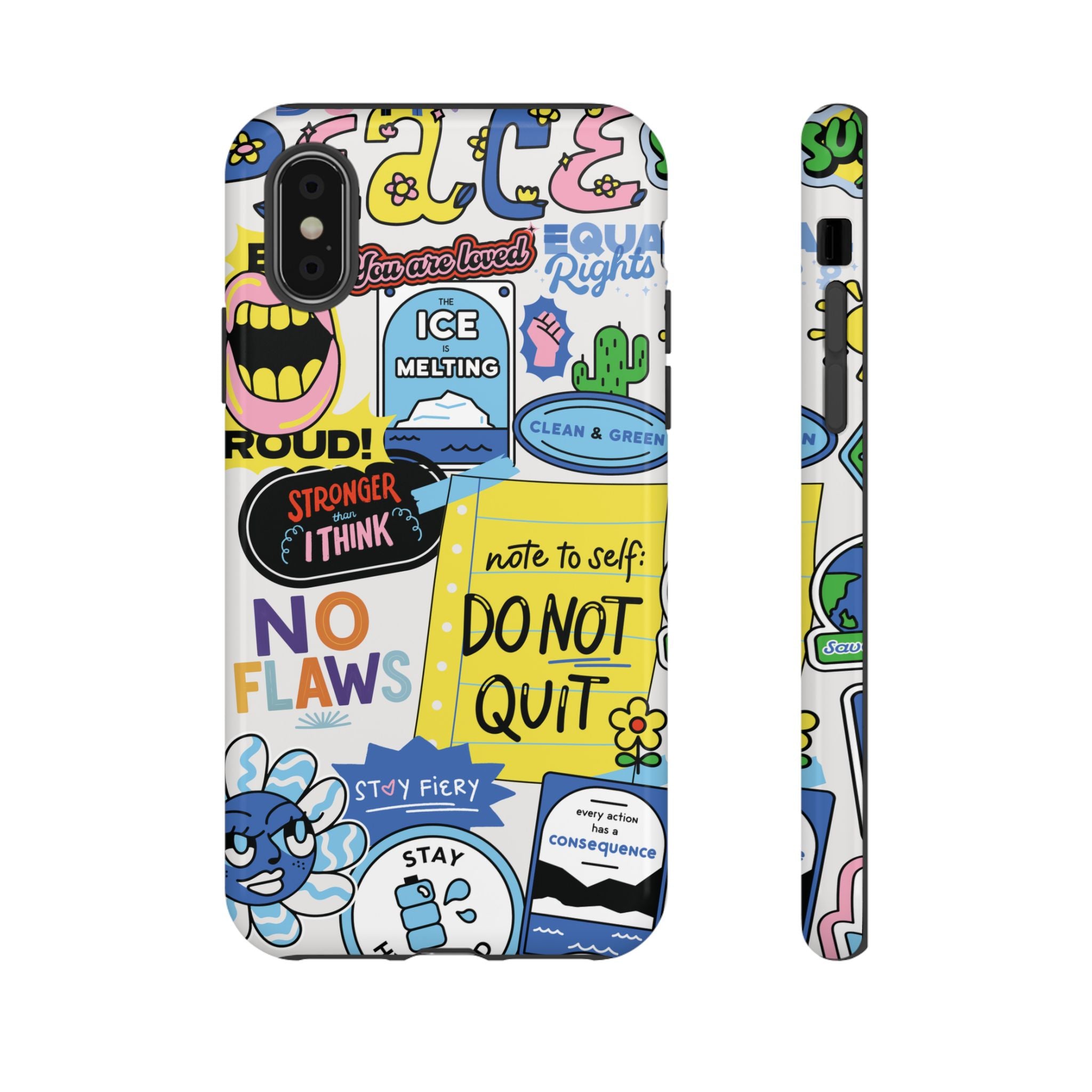 Sticker Collage Phone Case — Motivational "Do Not Quit" Protective Cover