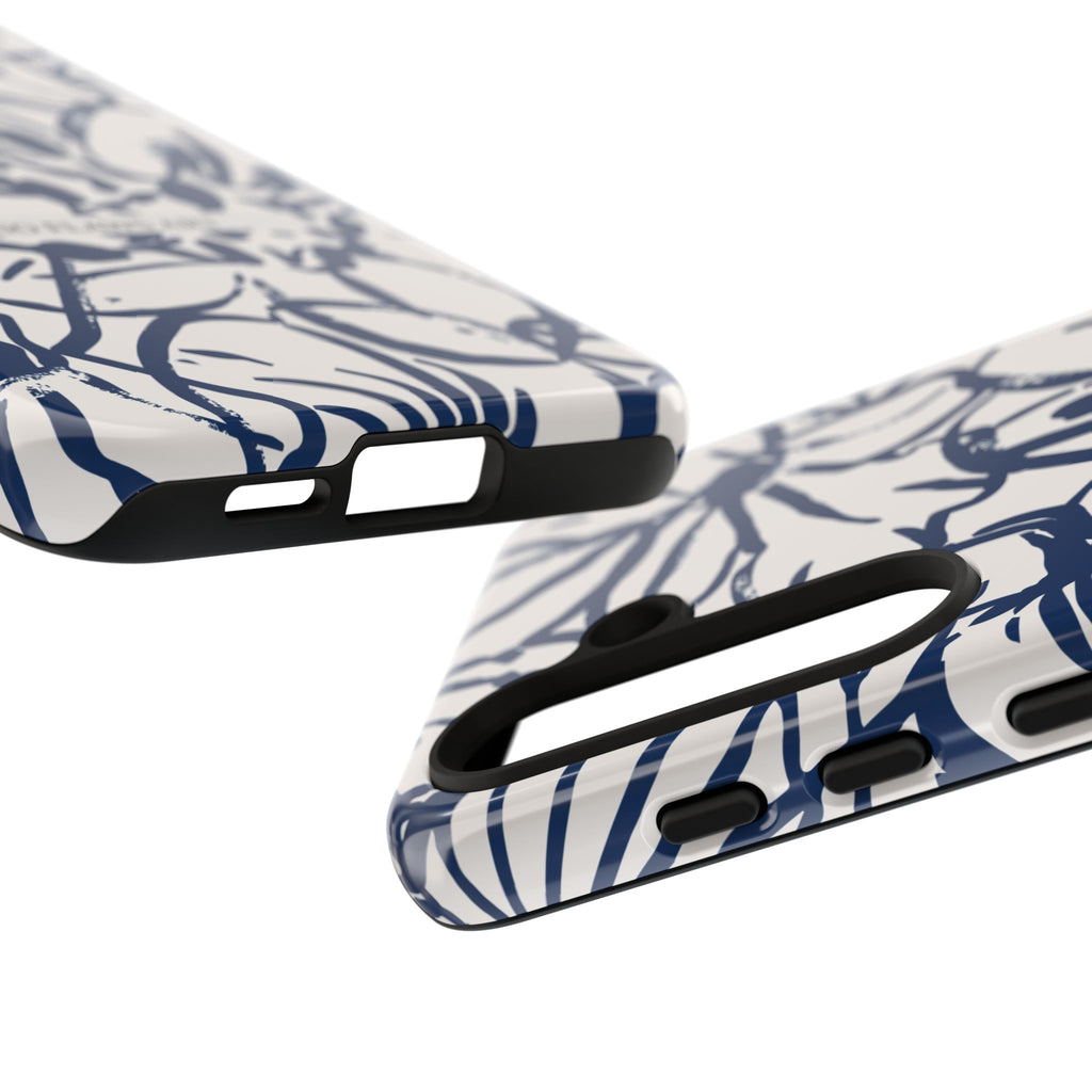 Navy Floral Tough Phone Case — "No Flaws Art" Protective Phone Cover