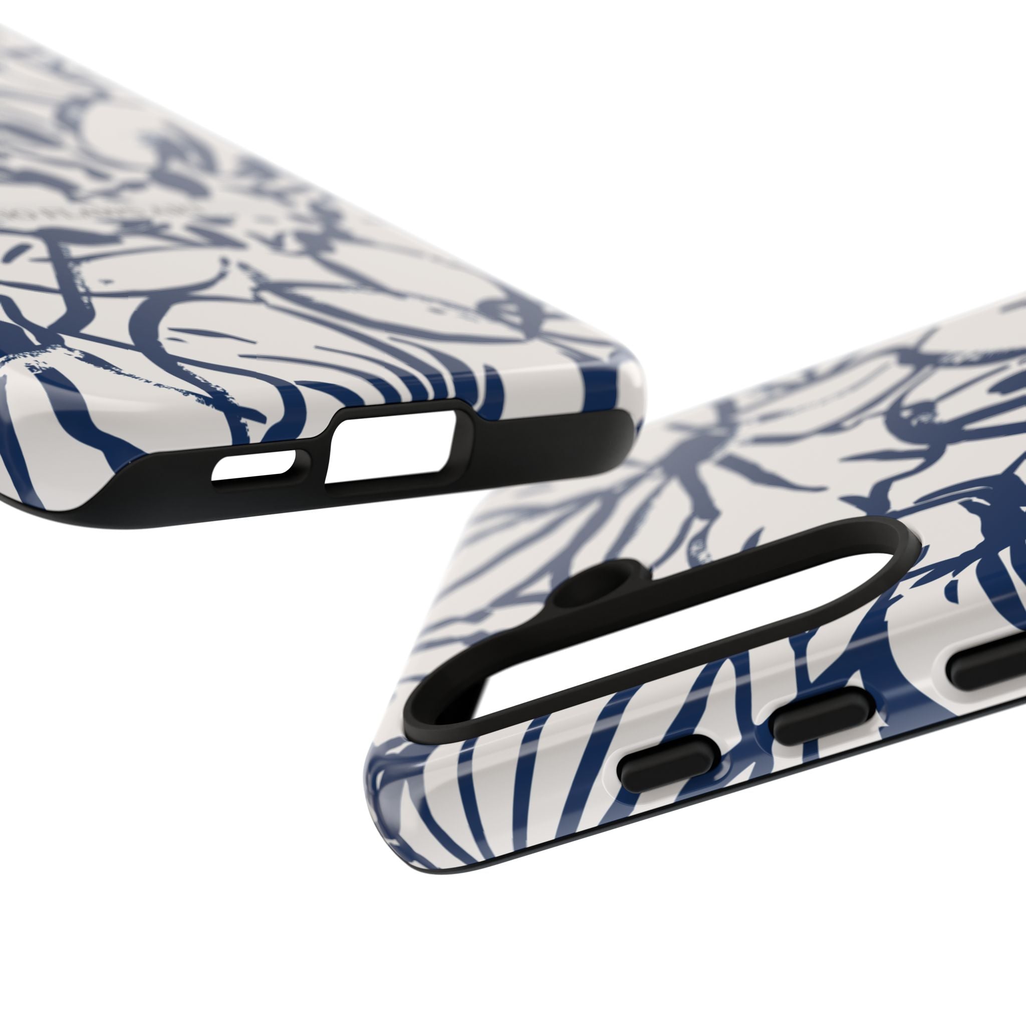 Navy Floral Tough Phone Case — "No Flaws Art" Protective Phone Cover