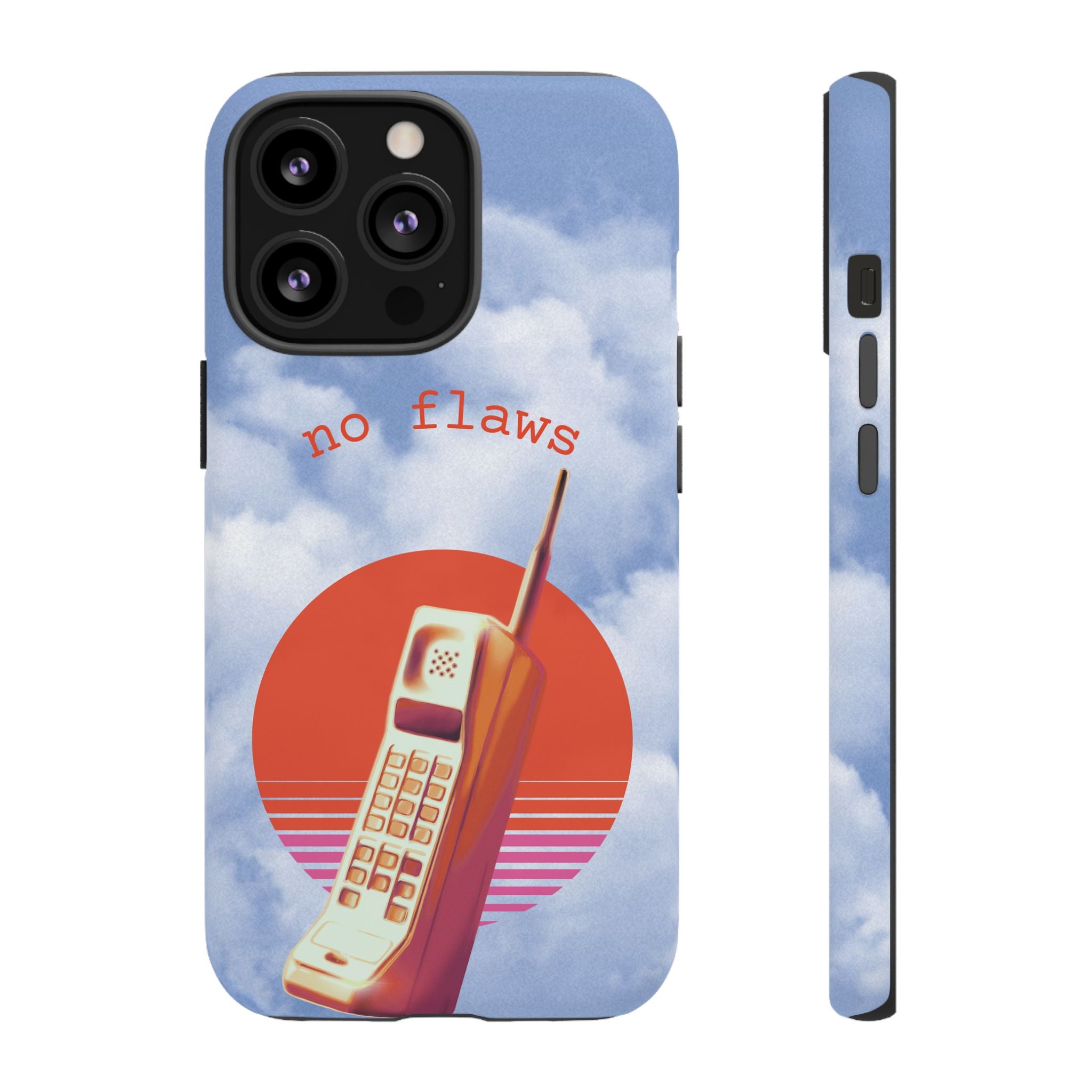 Retro “No Flaws” Phone Tough Case — Vintage 90s Aesthetic Protective Phone Case