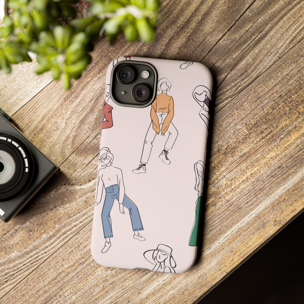 Dancing Women Pattern Phone Case — Chic Pastel Protective Phone Cover