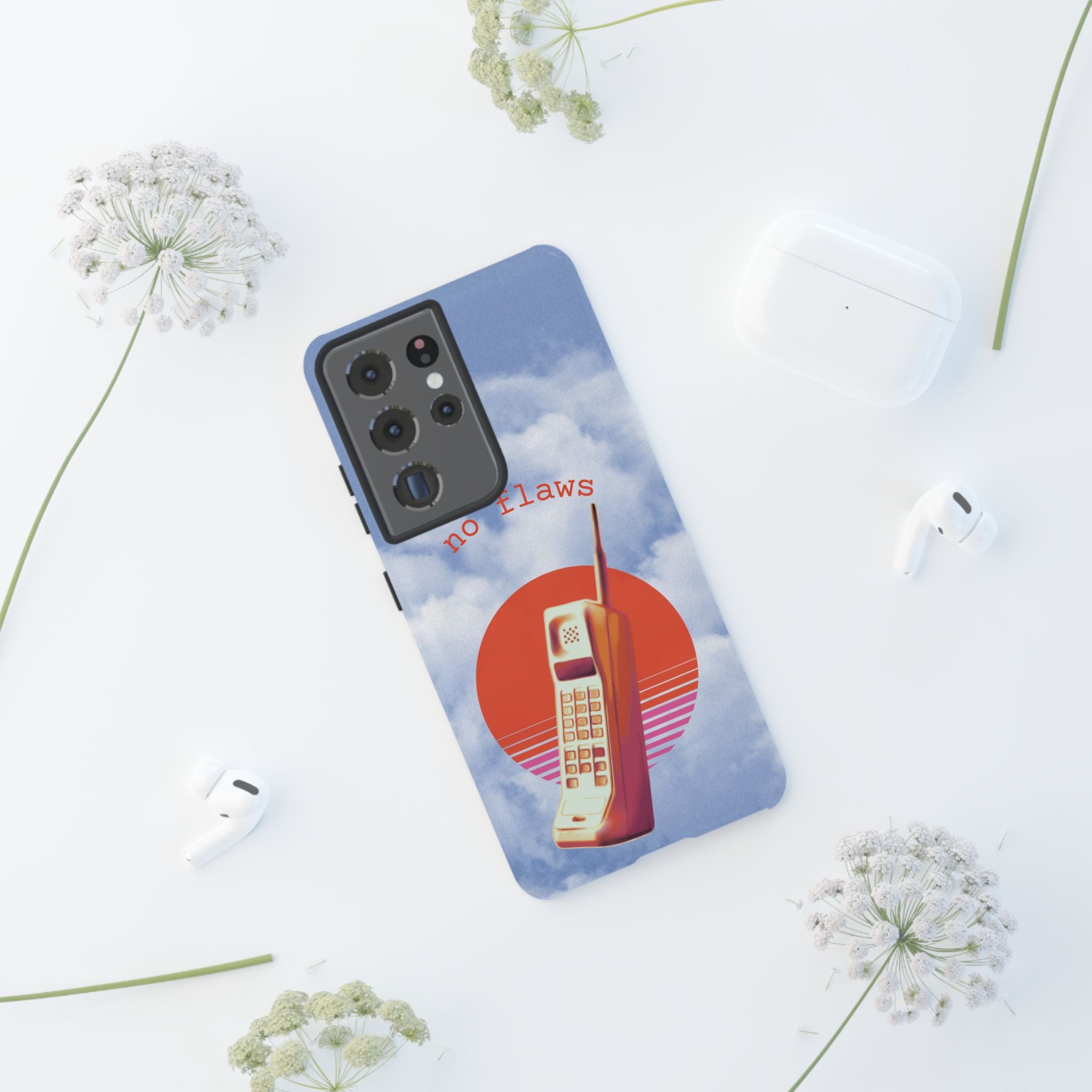 Retro “No Flaws” Phone Tough Case — Vintage 90s Aesthetic Protective Phone Case