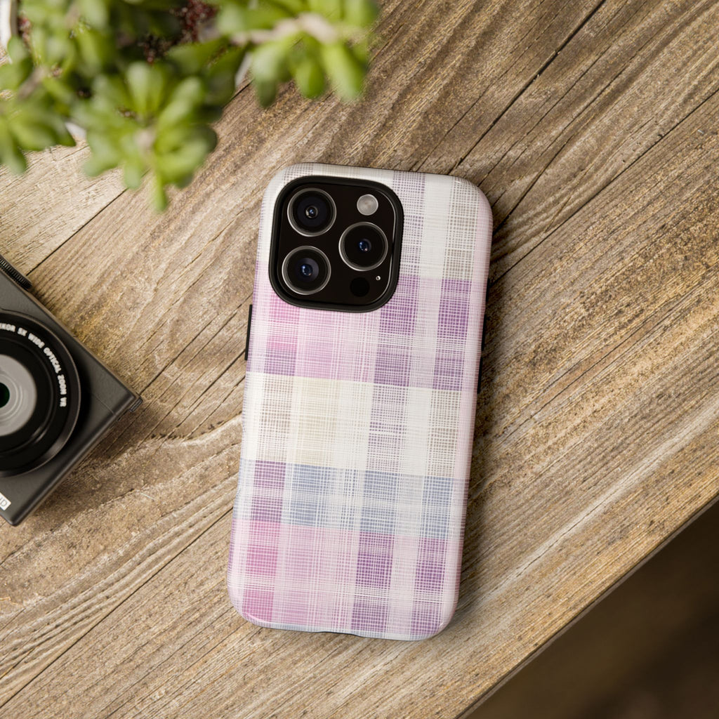 Pink Plaid Phone Case, Trendy Accessories, Birthday, Everyday Use, Tough Cases
