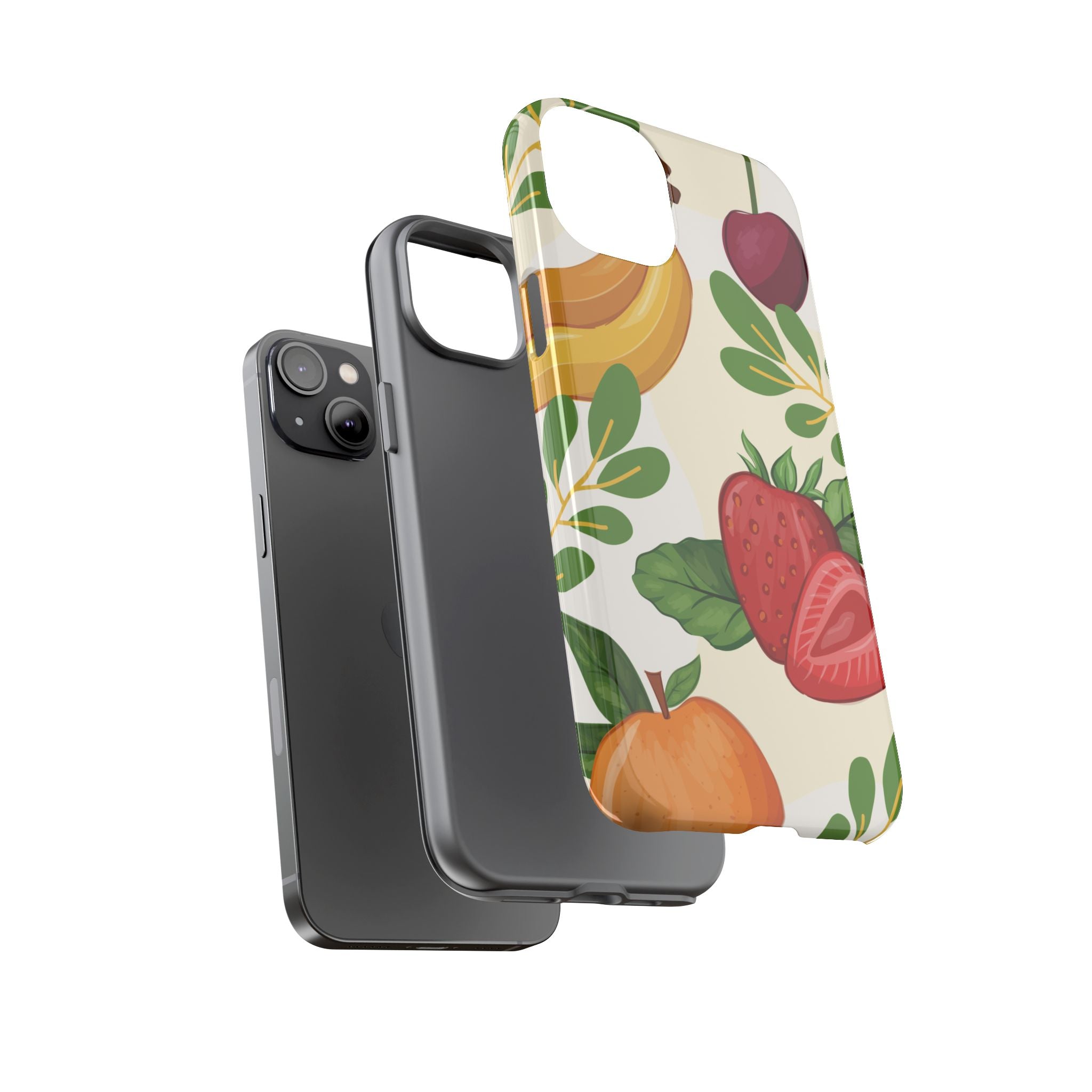 Fruit Pattern Tough Case — Floral Strawberry & Banana Phone Cover