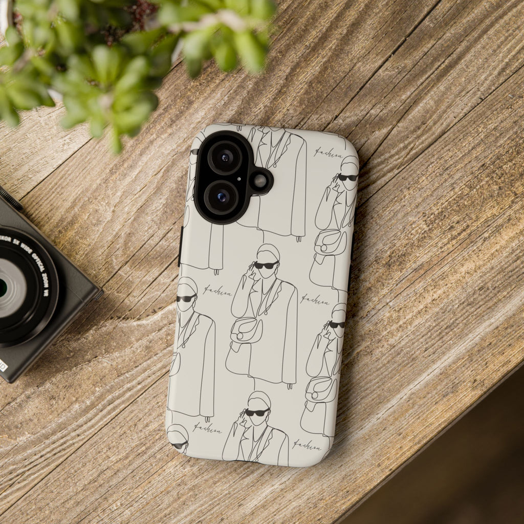 Fashion Sketch Phone Case — Minimalist Chic Designer Pattern