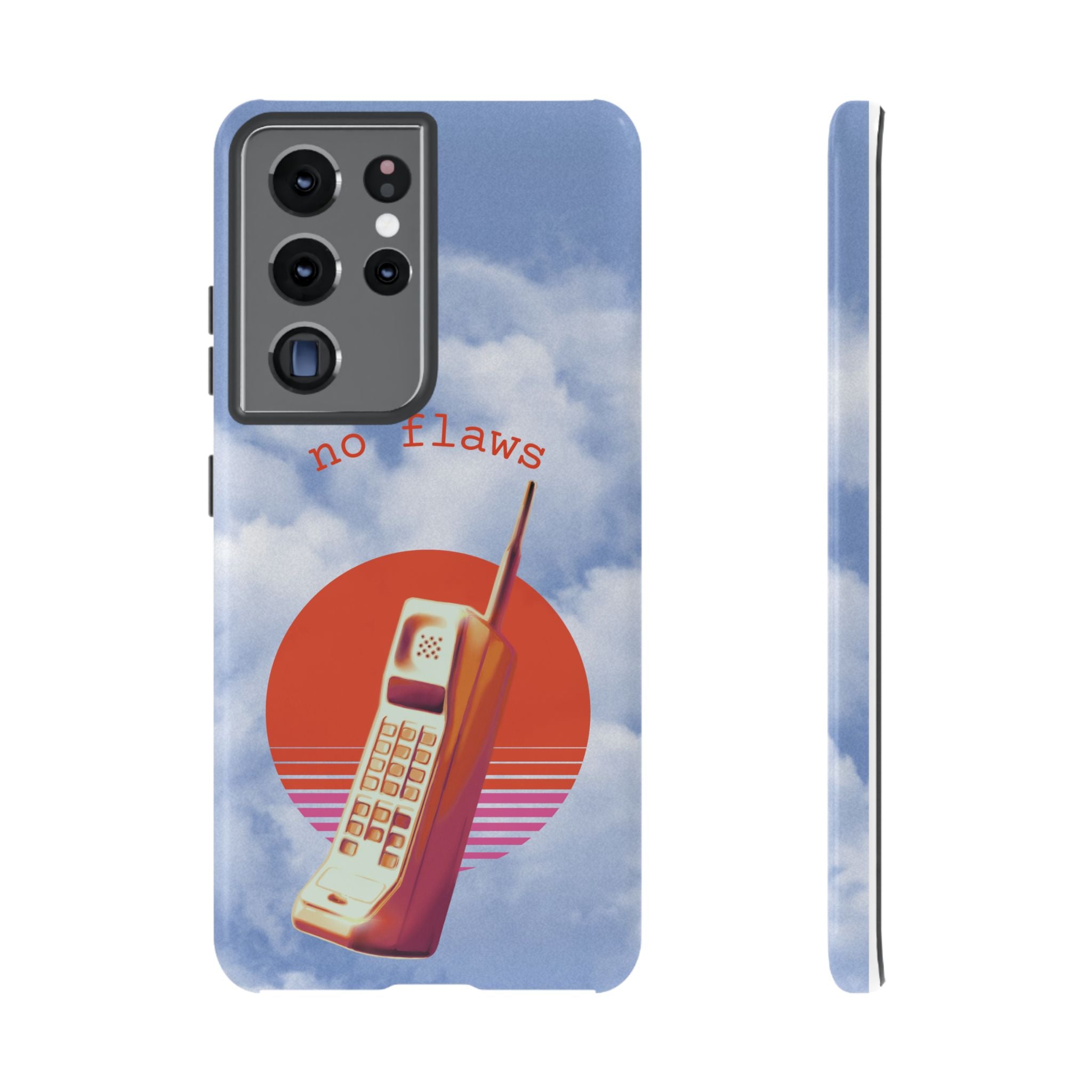 Retro “No Flaws” Phone Tough Case — Vintage 90s Aesthetic Protective Phone Case