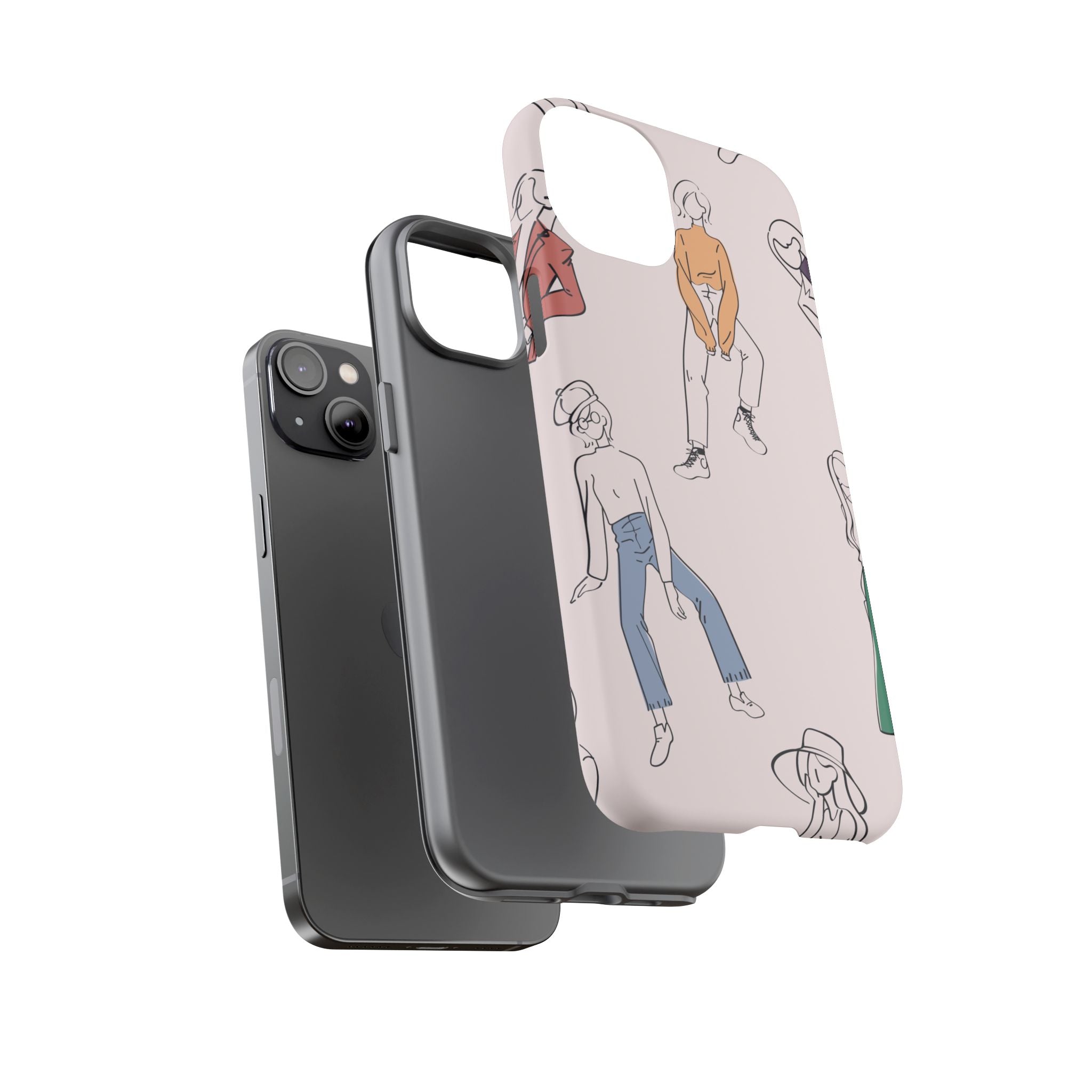 Dancing Women Pattern Phone Case — Chic Pastel Protective Phone Cover