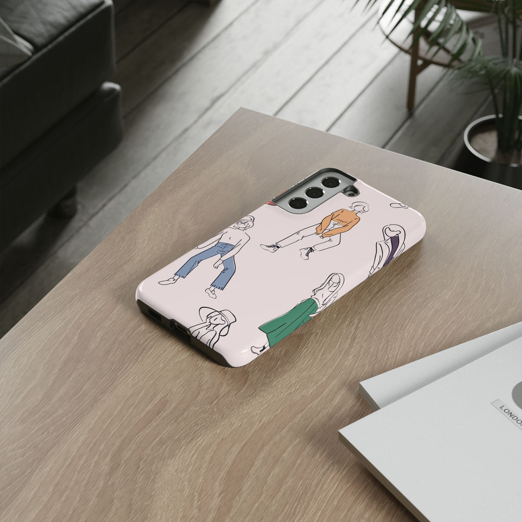 Dancing Women Pattern Phone Case — Chic Pastel Protective Phone Cover