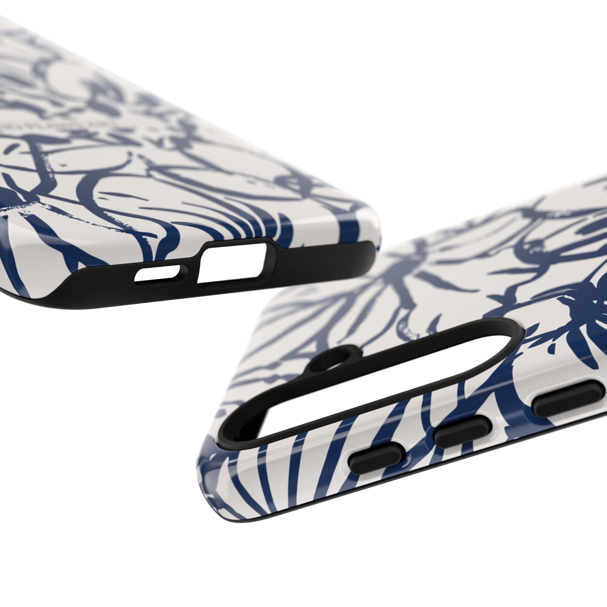 Navy Floral Tough Phone Case — "No Flaws Art" Protective Phone Cover