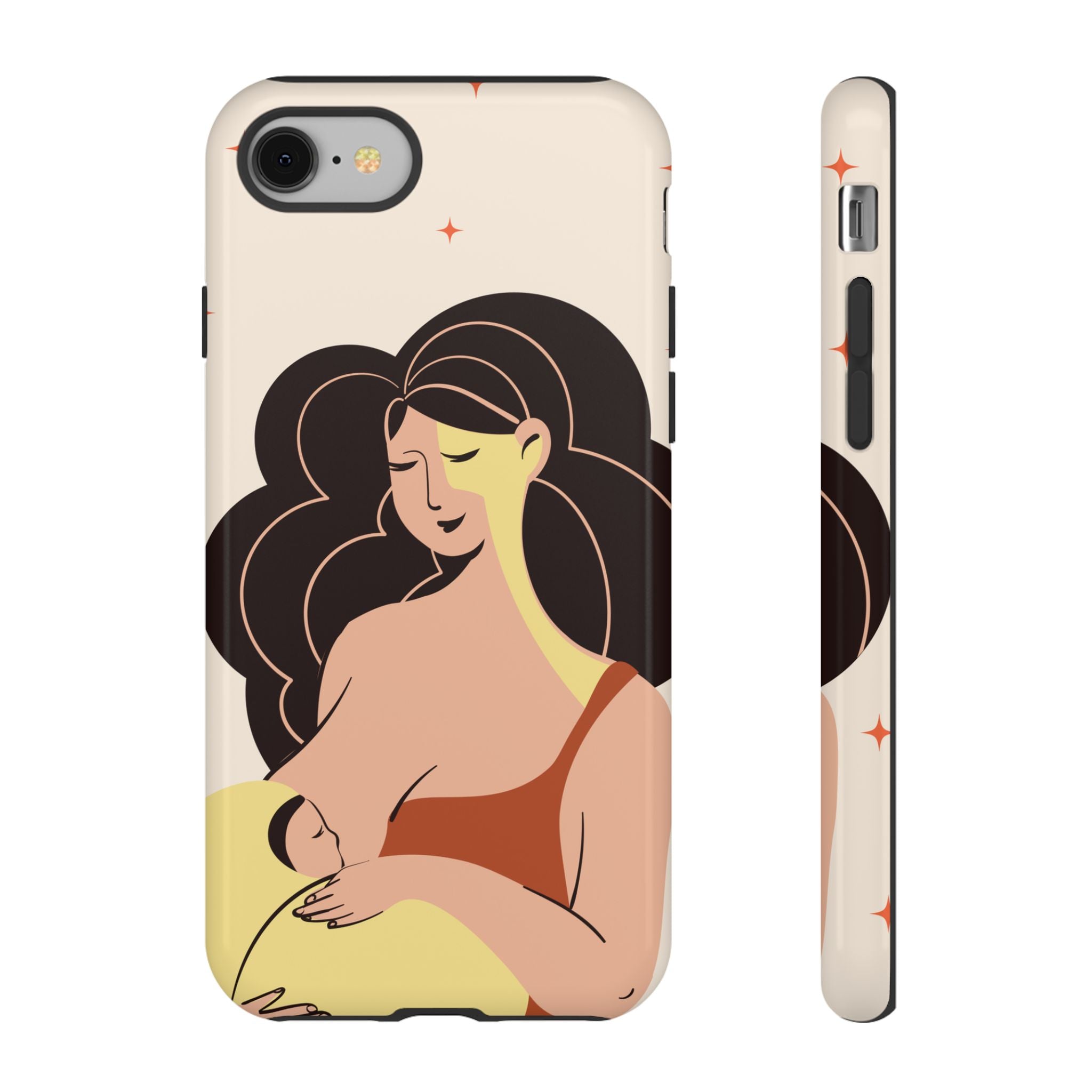 Mother Nursing Baby Illustration, Soft Pastel Mom & Child Protective Cover