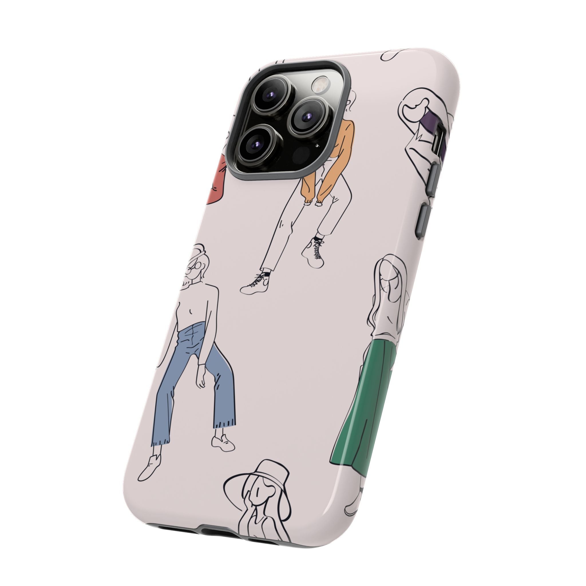 Dancing Women Pattern Phone Case — Chic Pastel Protective Phone Cover