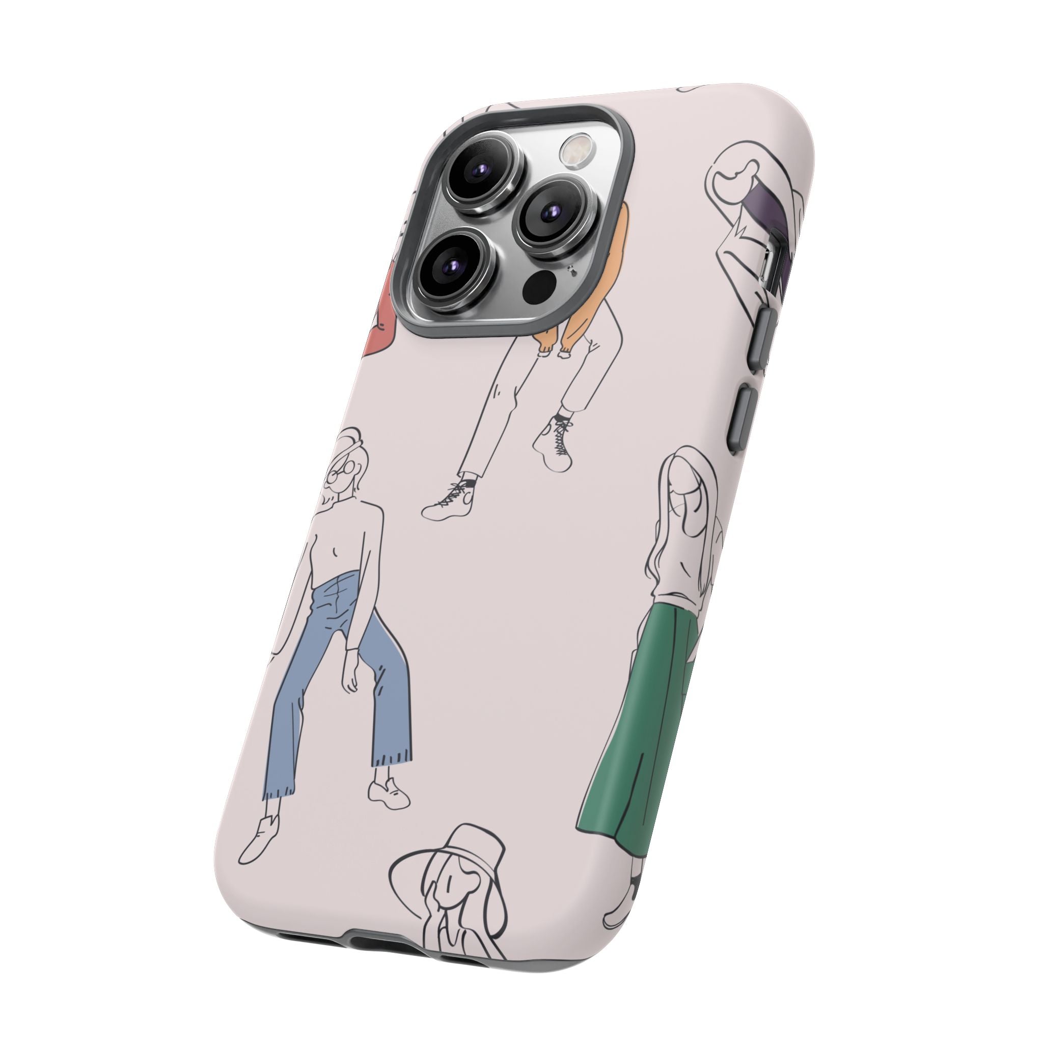 Dancing Women Pattern Phone Case — Chic Pastel Protective Phone Cover