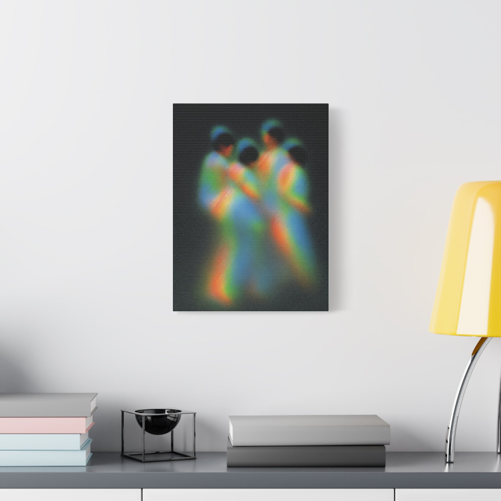 Abstract Rainbow Figures Matte Canvas Art – Colorful Blurred Dance Wall Decor