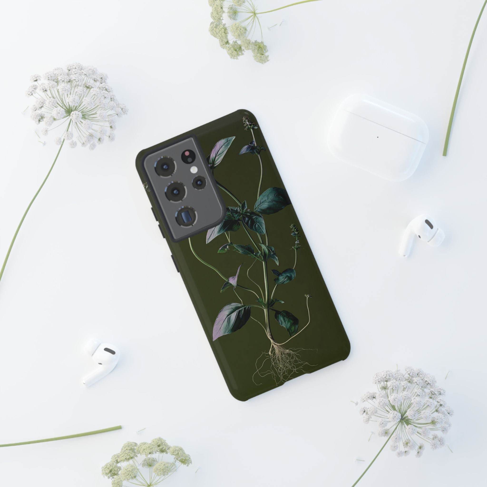 Green Botanical Phone Case, Floral Phone Cover, Nature Lover Gift
