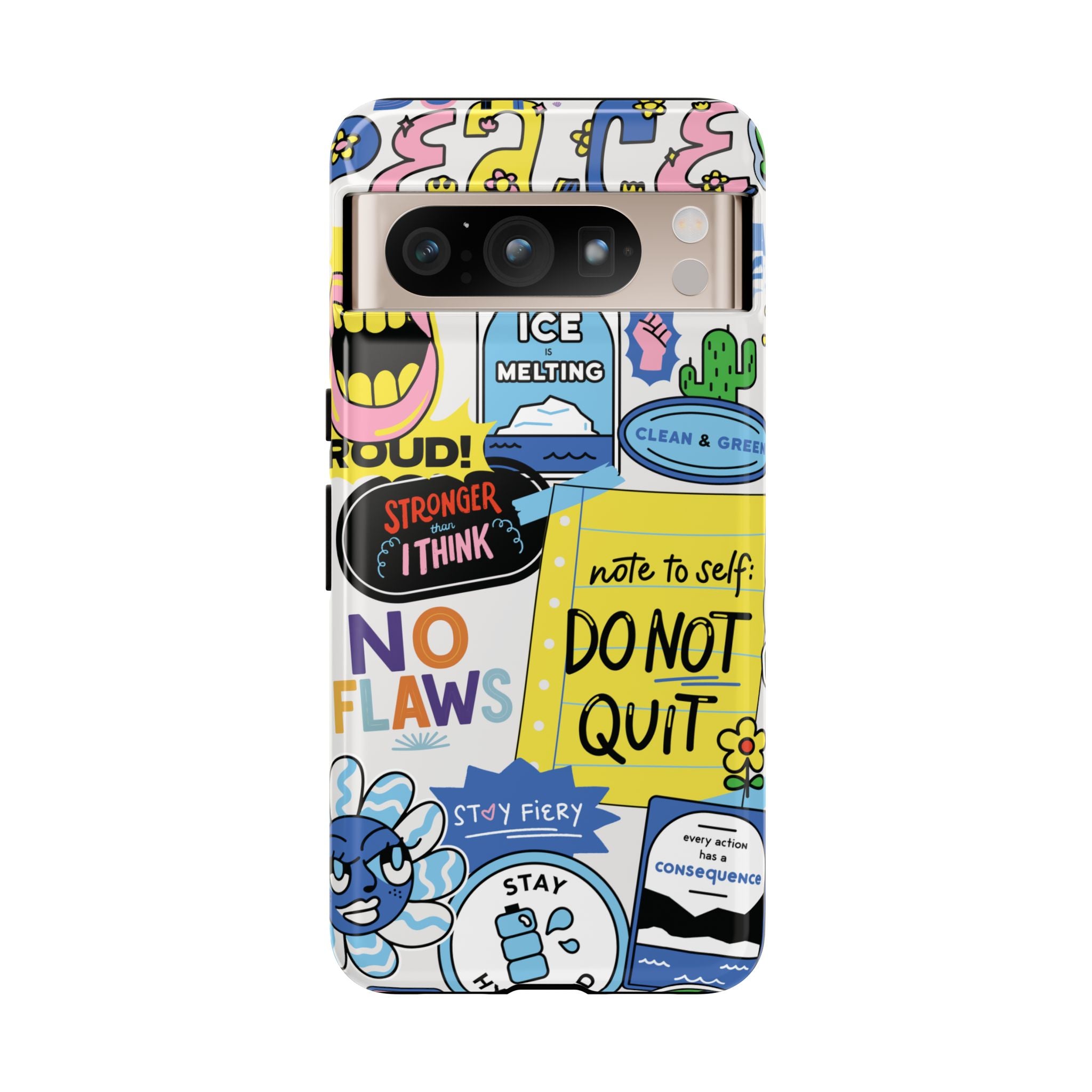 Sticker Collage Phone Case — Motivational "Do Not Quit" Protective Cover