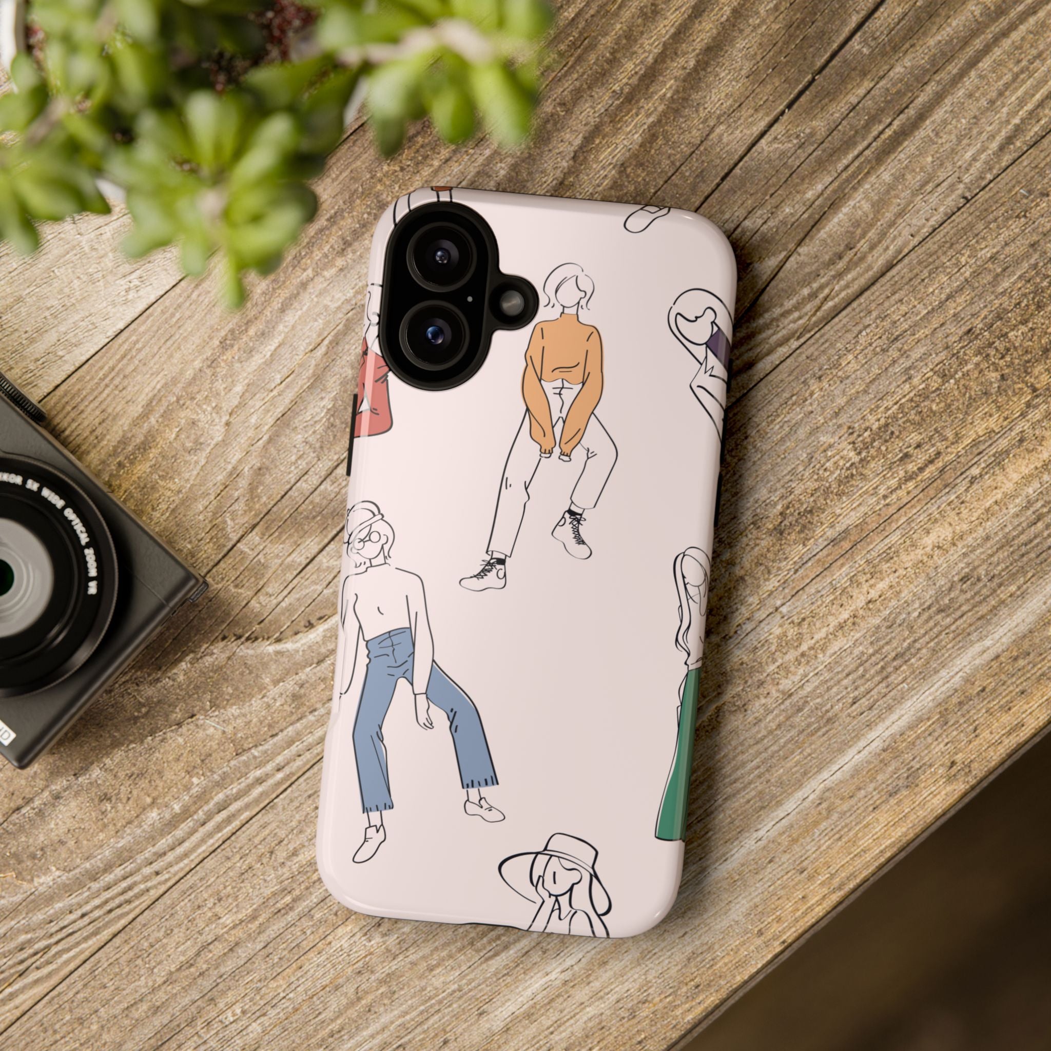 Dancing Women Pattern Phone Case — Chic Pastel Protective Phone Cover