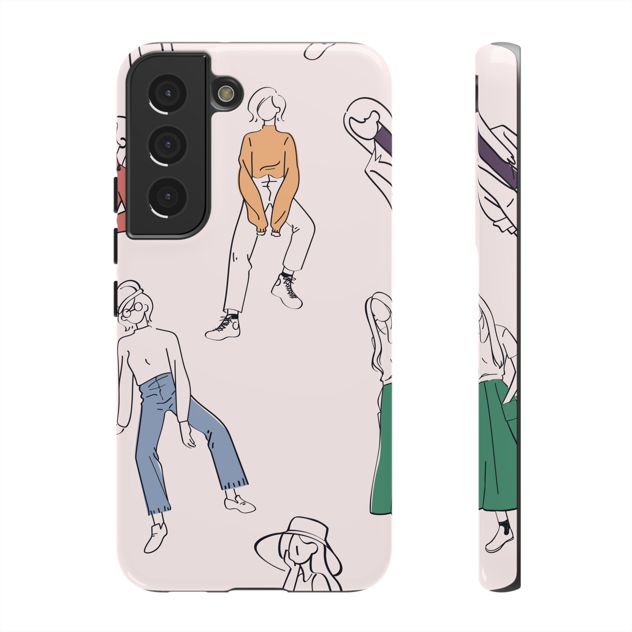 Dancing Women Pattern Phone Case — Chic Pastel Protective Phone Cover