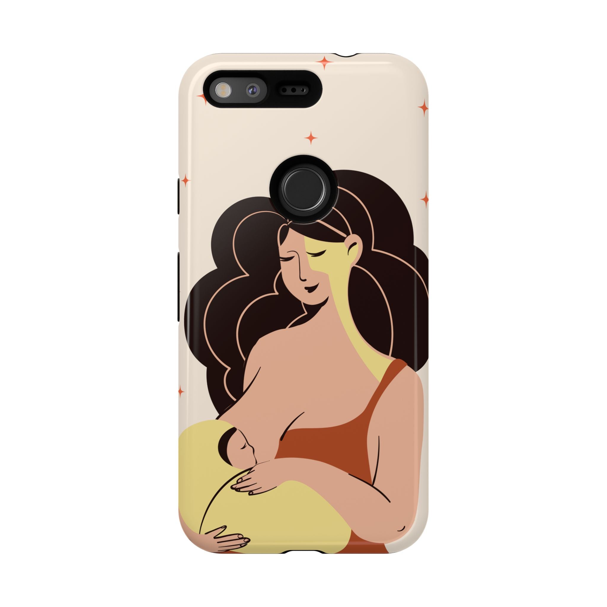 Mother Nursing Baby Illustration, Soft Pastel Mom & Child Protective Cover