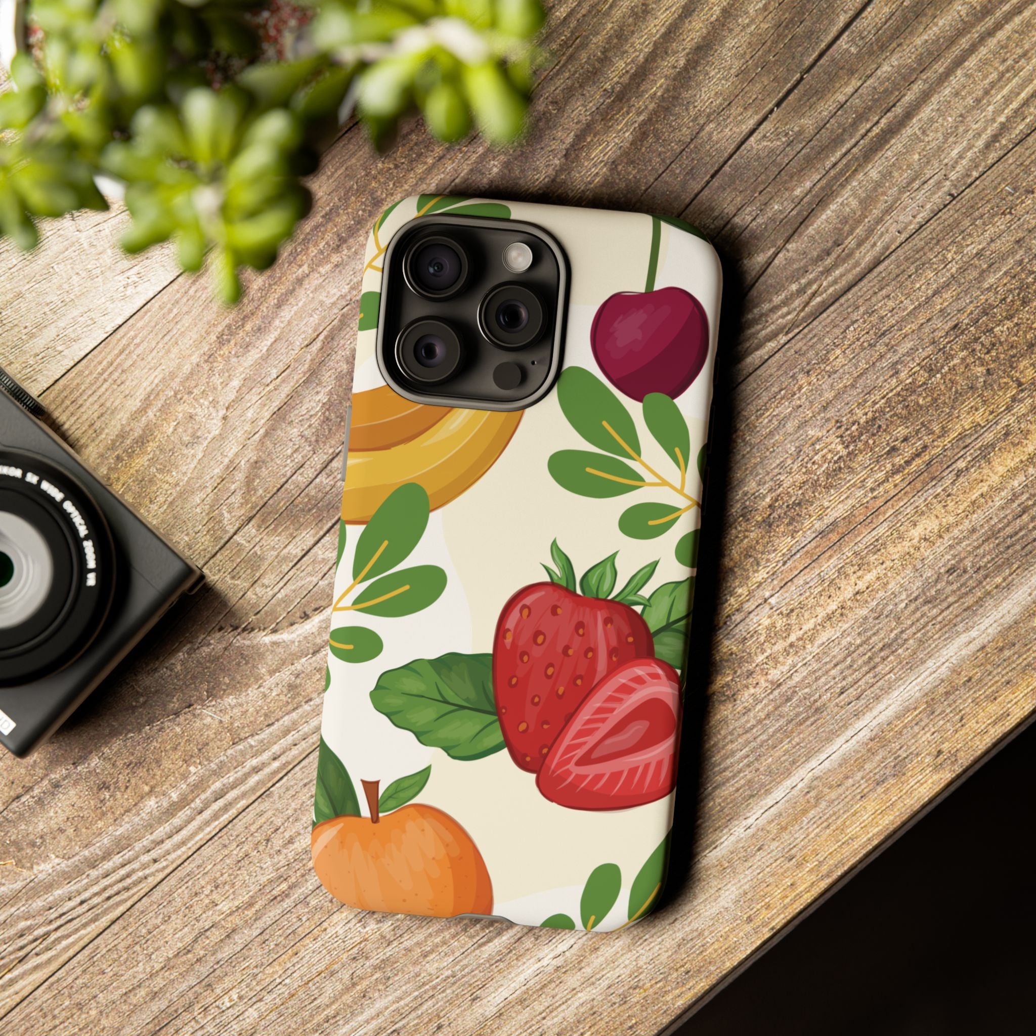 Fruit Pattern Tough Case — Floral Strawberry & Banana Phone Cover