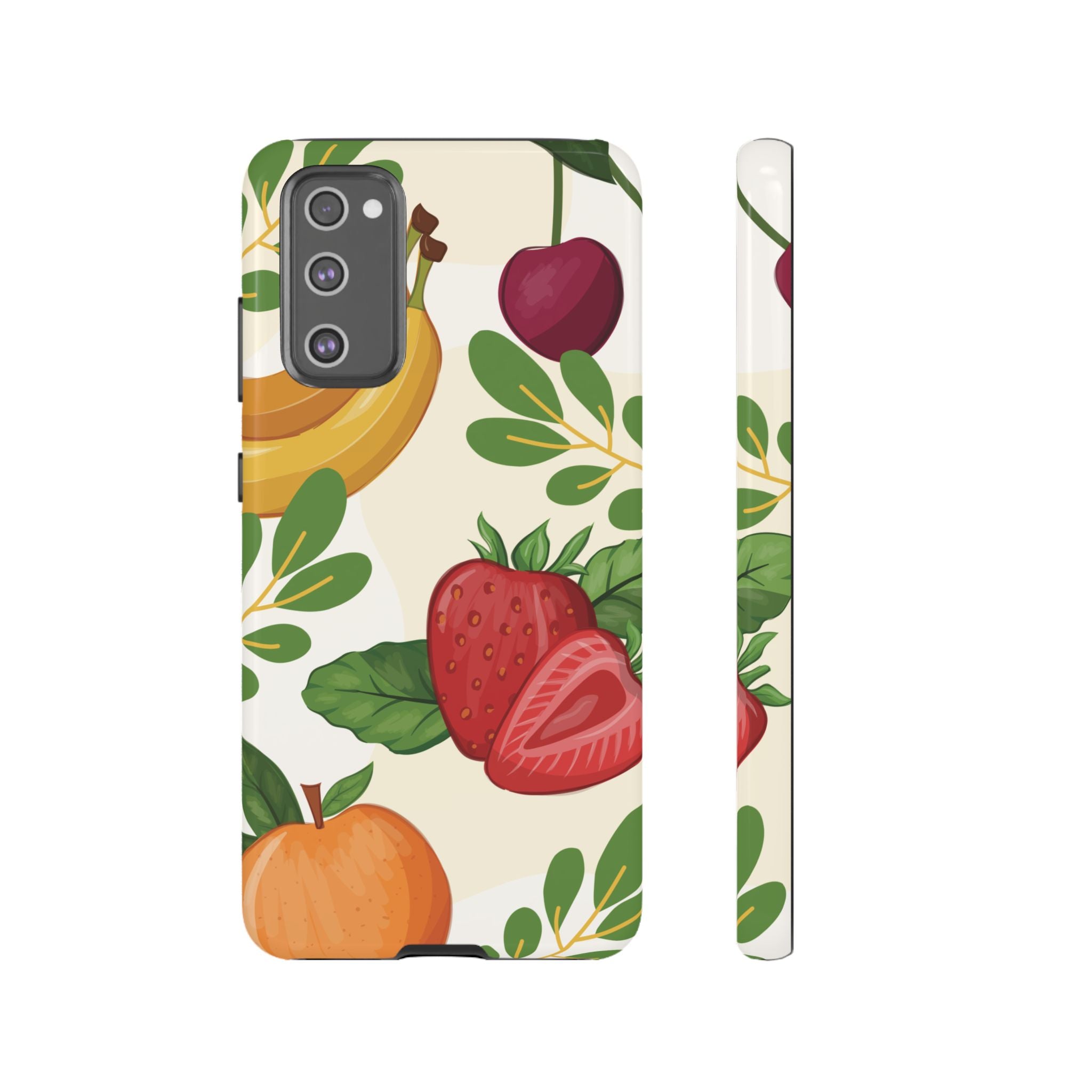 Fruit Pattern Tough Case — Floral Strawberry & Banana Phone Cover