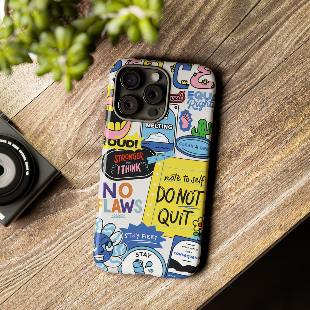 Sticker Collage Phone Case — Motivational "Do Not Quit" Protective Cover