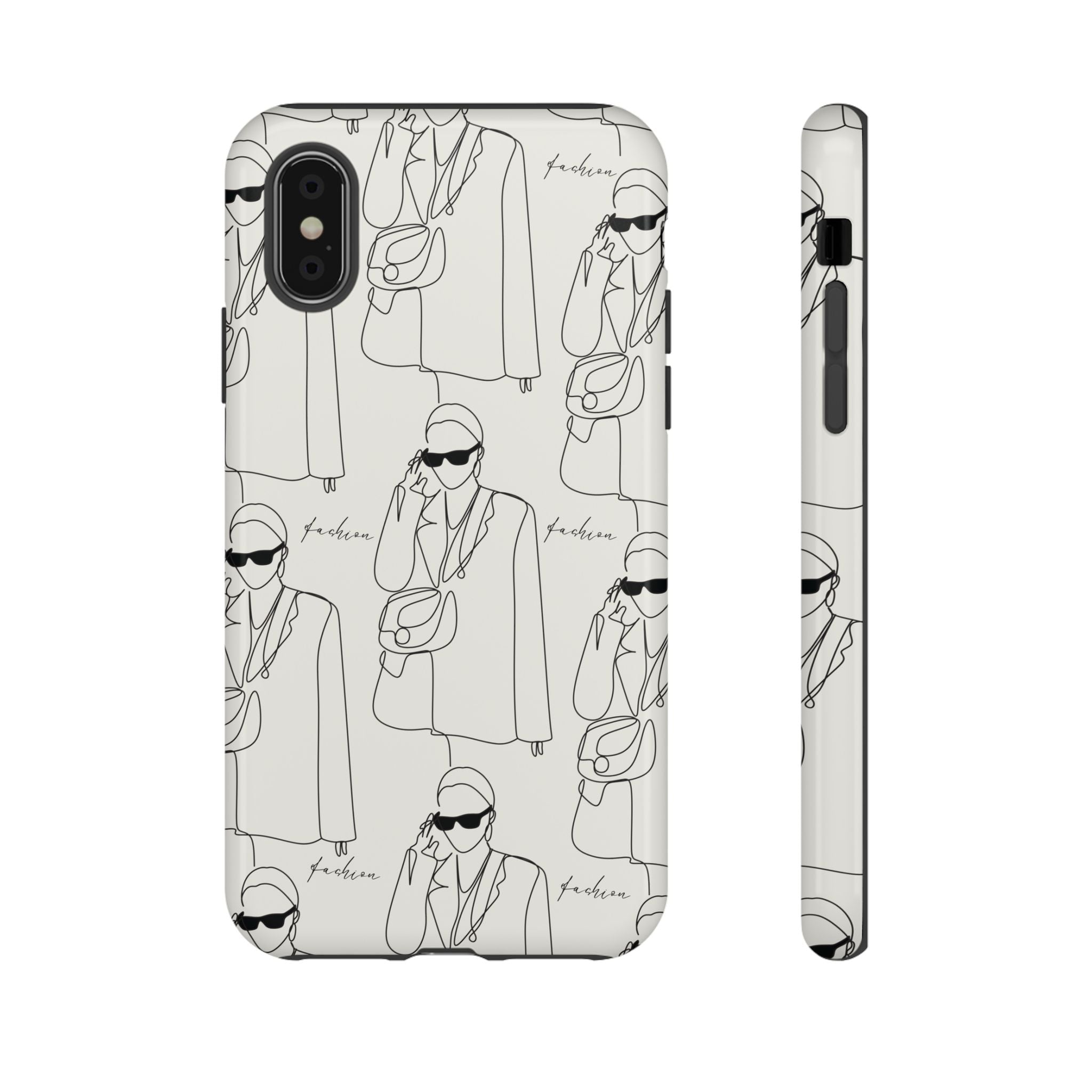 Fashion Sketch Phone Case — Minimalist Chic Designer Pattern
