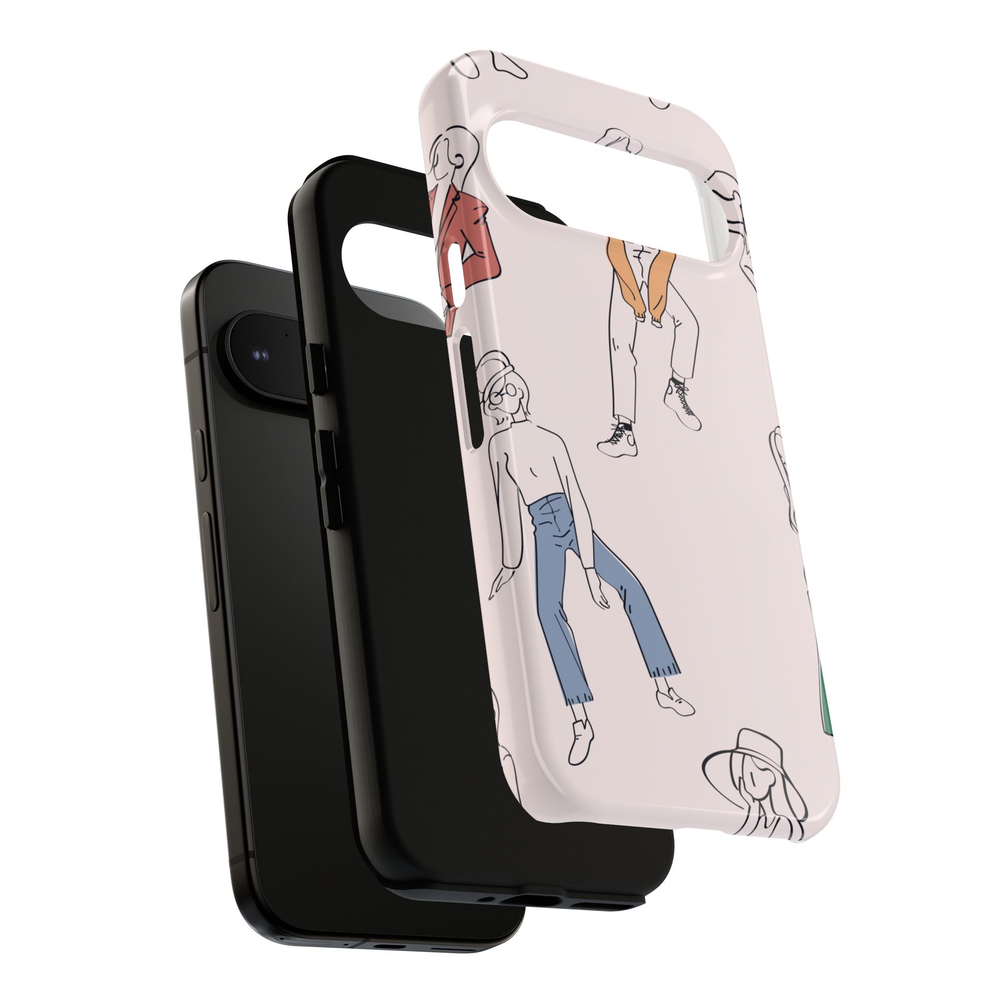 Dancing Women Pattern Phone Case — Chic Pastel Protective Phone Cover