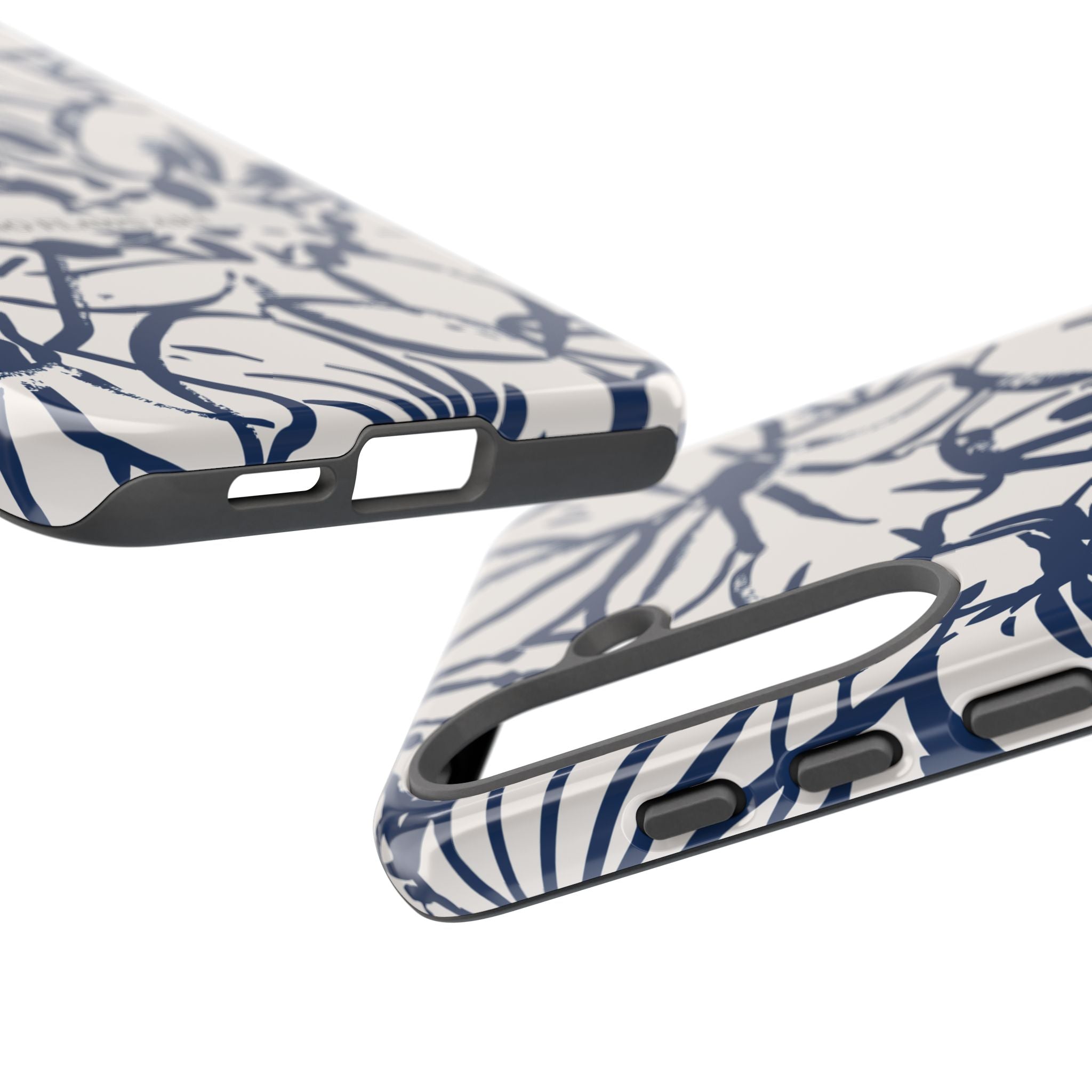 Navy Floral Tough Phone Case — "No Flaws Art" Protective Phone Cover