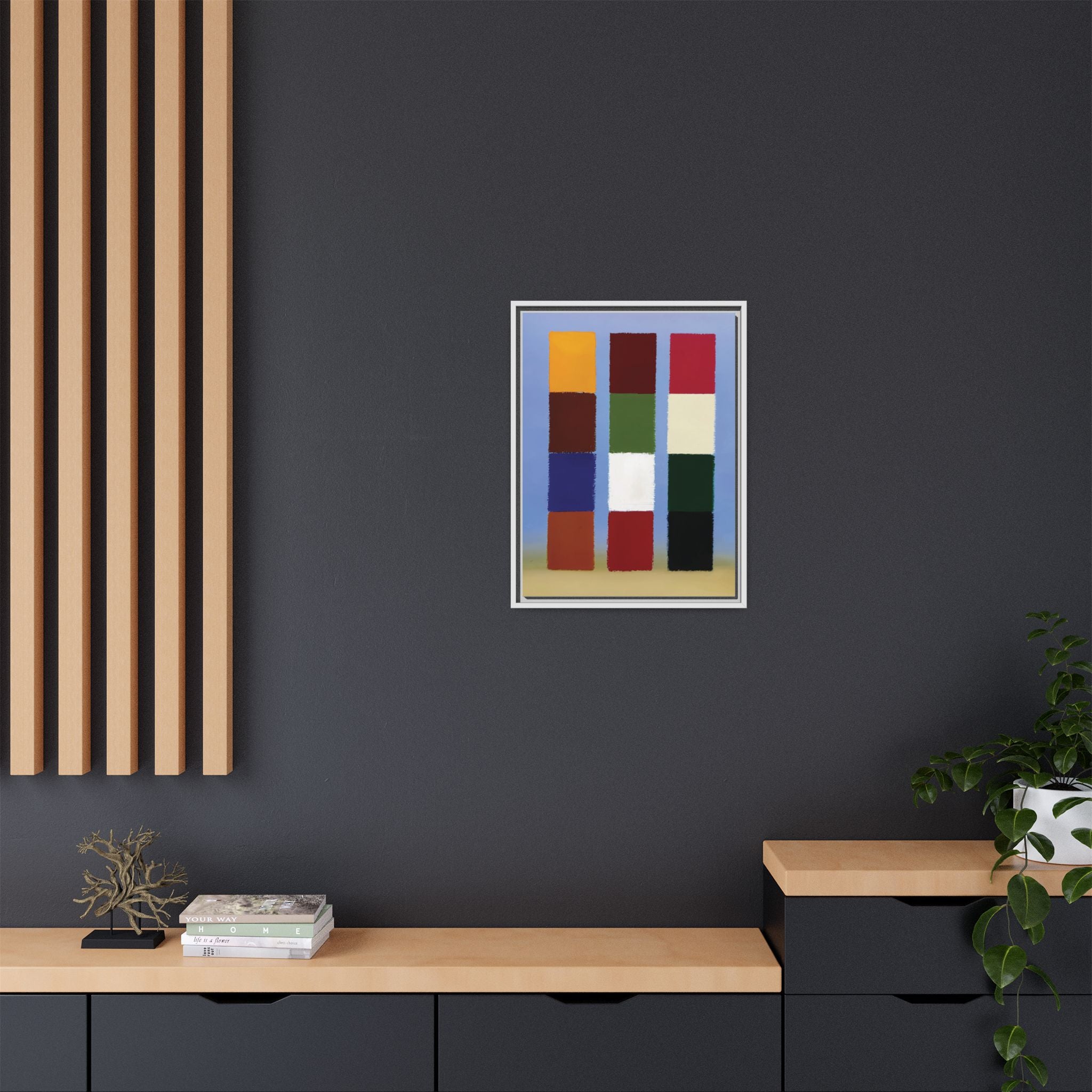 Framed Matte Canvas - Abstract Color Block Wall Art