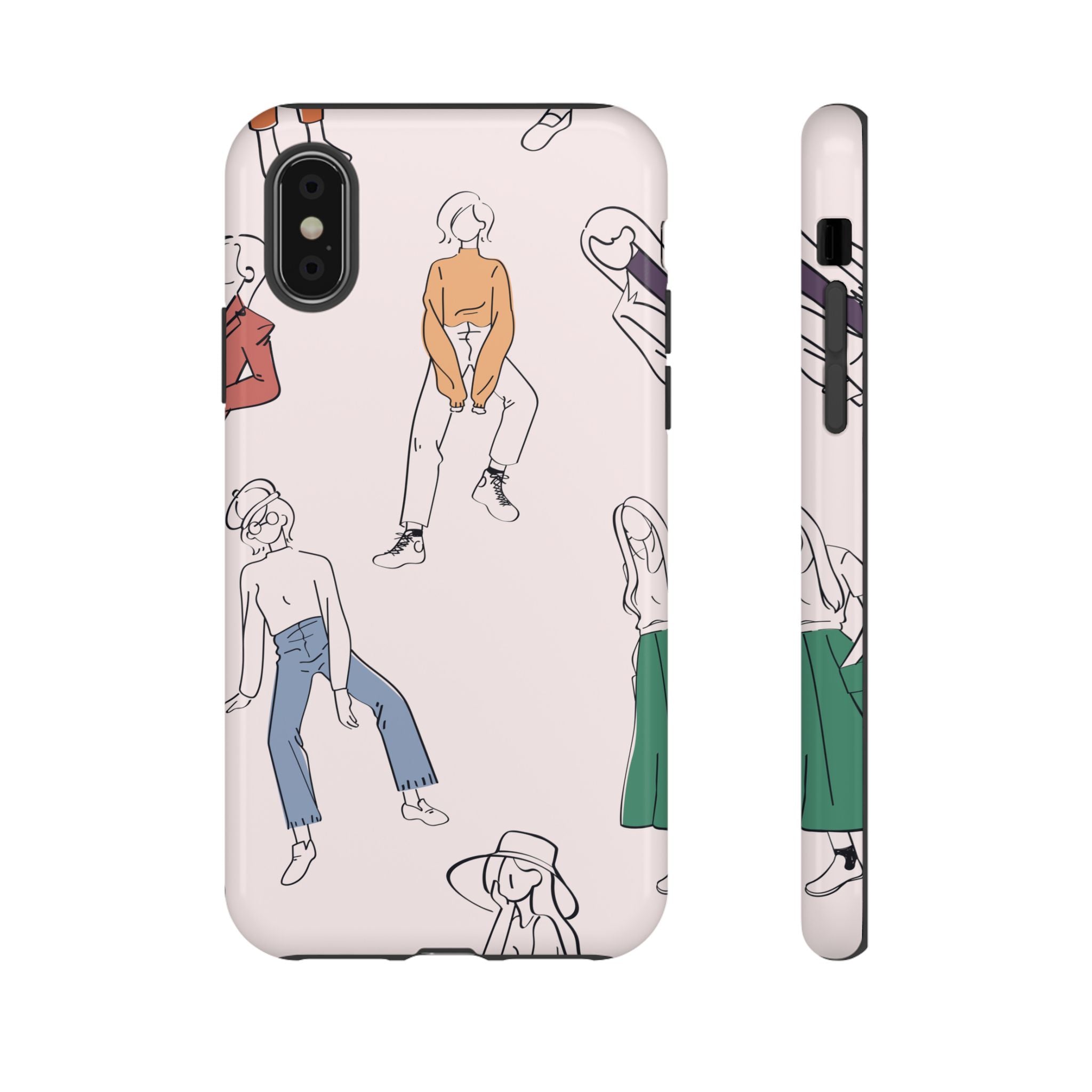Dancing Women Pattern Phone Case — Chic Pastel Protective Phone Cover