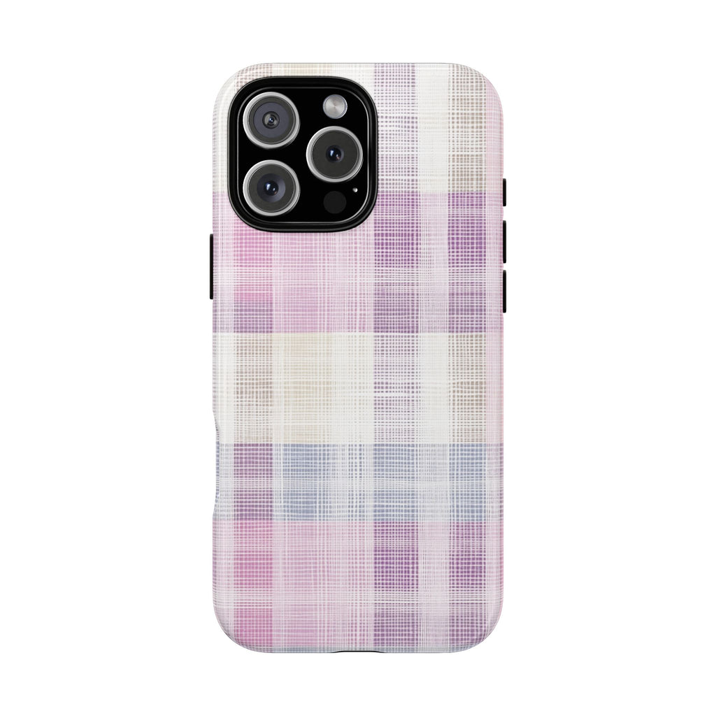 Pink Plaid Phone Case, Trendy Accessories, Birthday, Everyday Use, Tough Cases