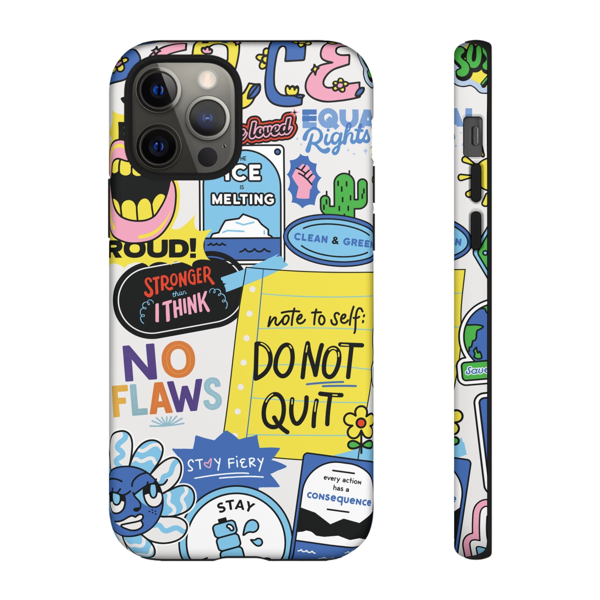 Sticker Collage Phone Case — Motivational "Do Not Quit" Protective Cover