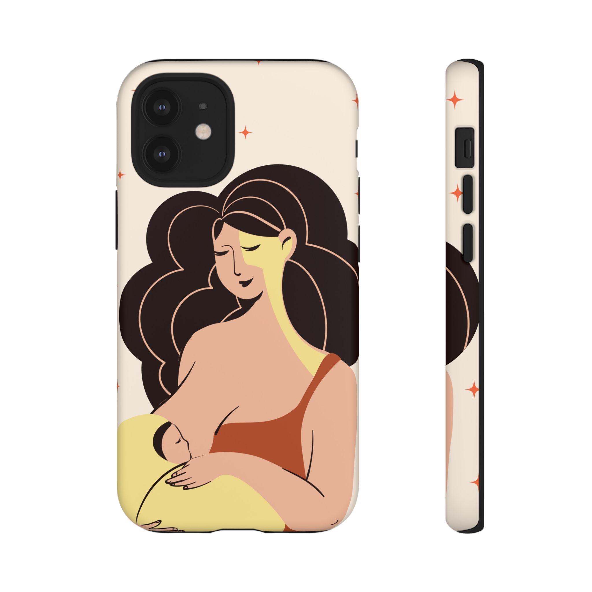 Mother Nursing Baby Illustration, Soft Pastel Mom & Child Protective Cover