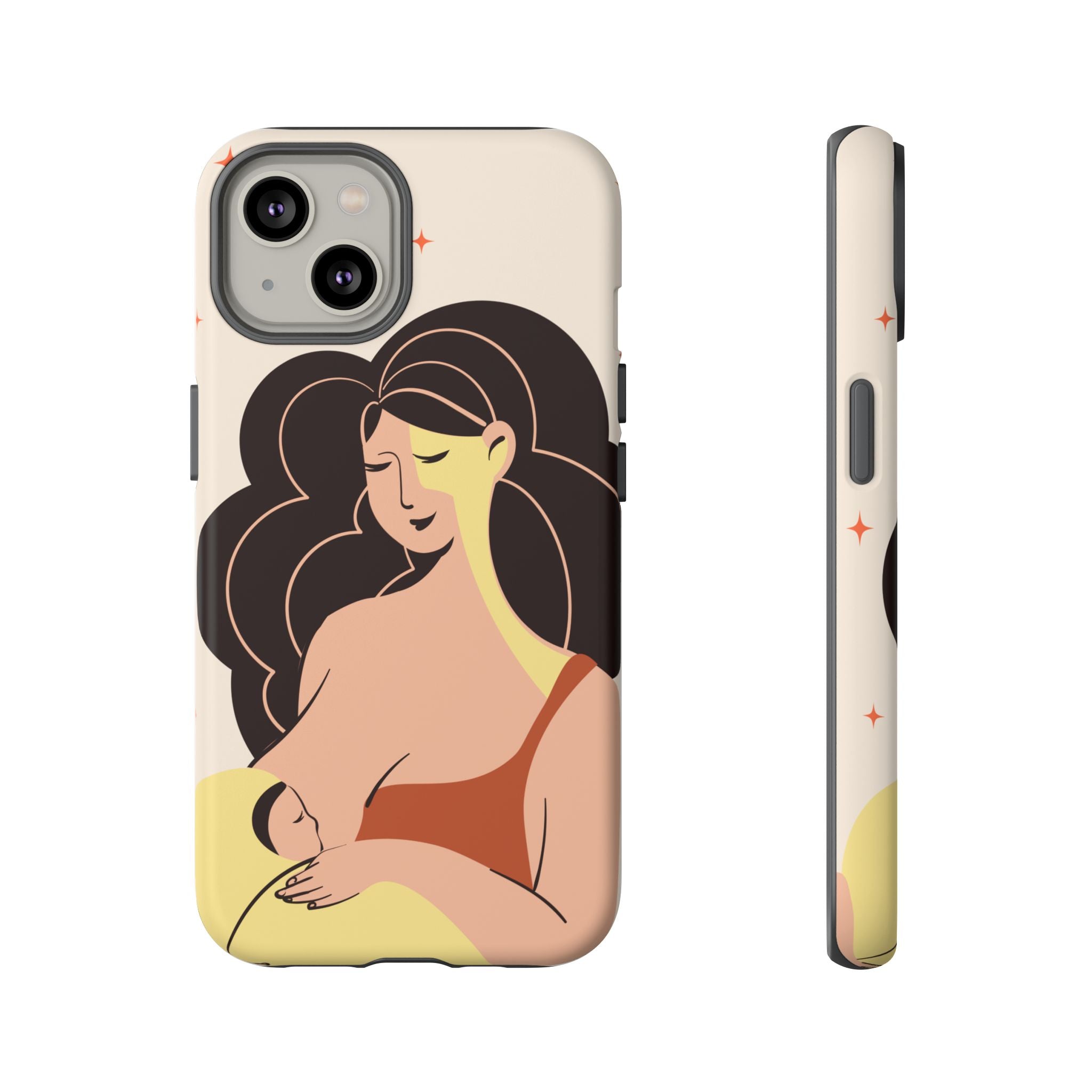 Mother Nursing Baby Illustration, Soft Pastel Mom & Child Protective Cover