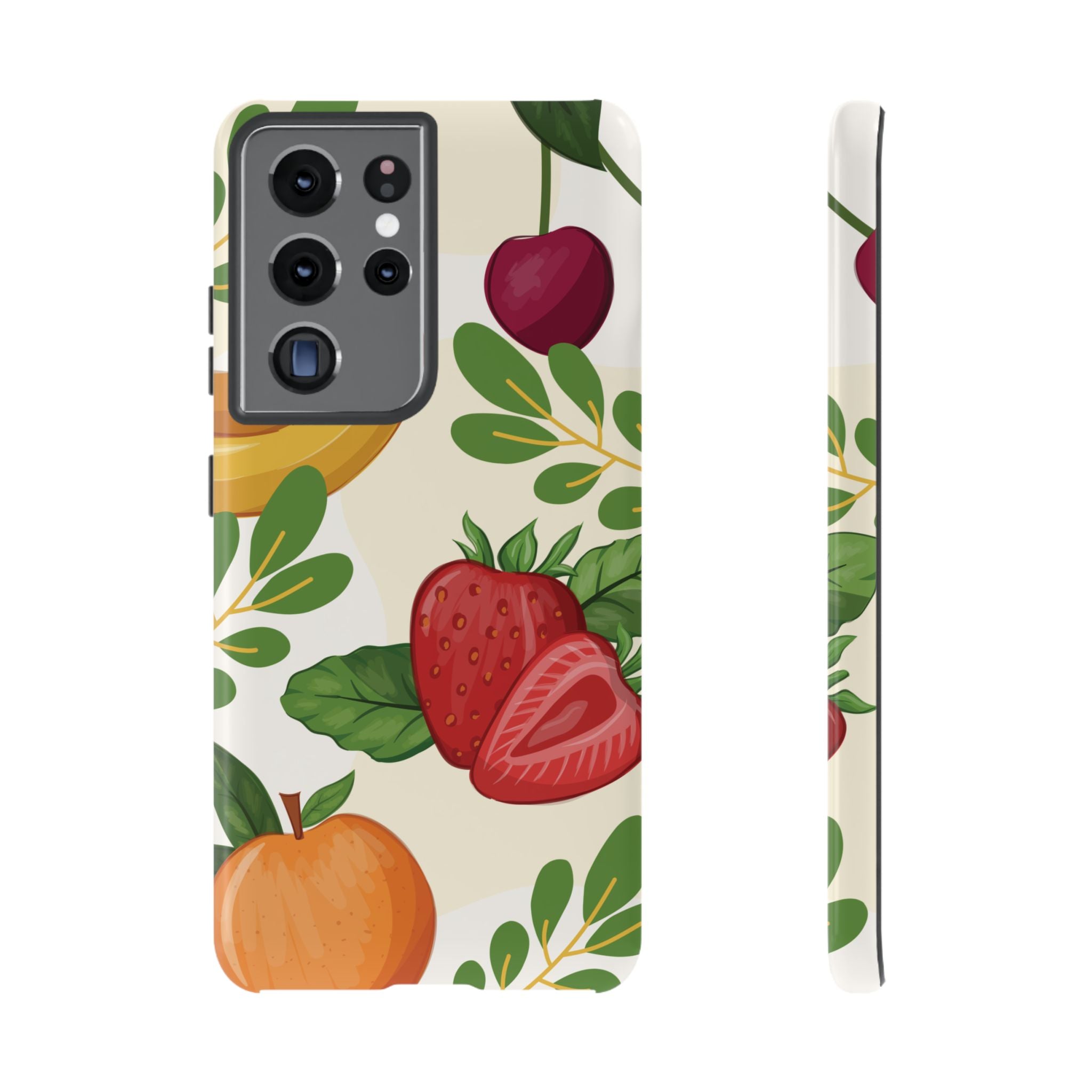 Fruit Pattern Tough Case — Floral Strawberry & Banana Phone Cover