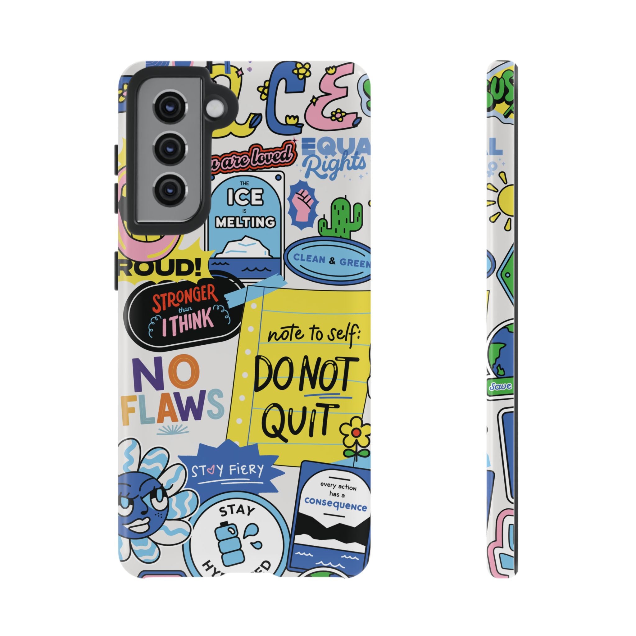 Sticker Collage Phone Case — Motivational "Do Not Quit" Protective Cover