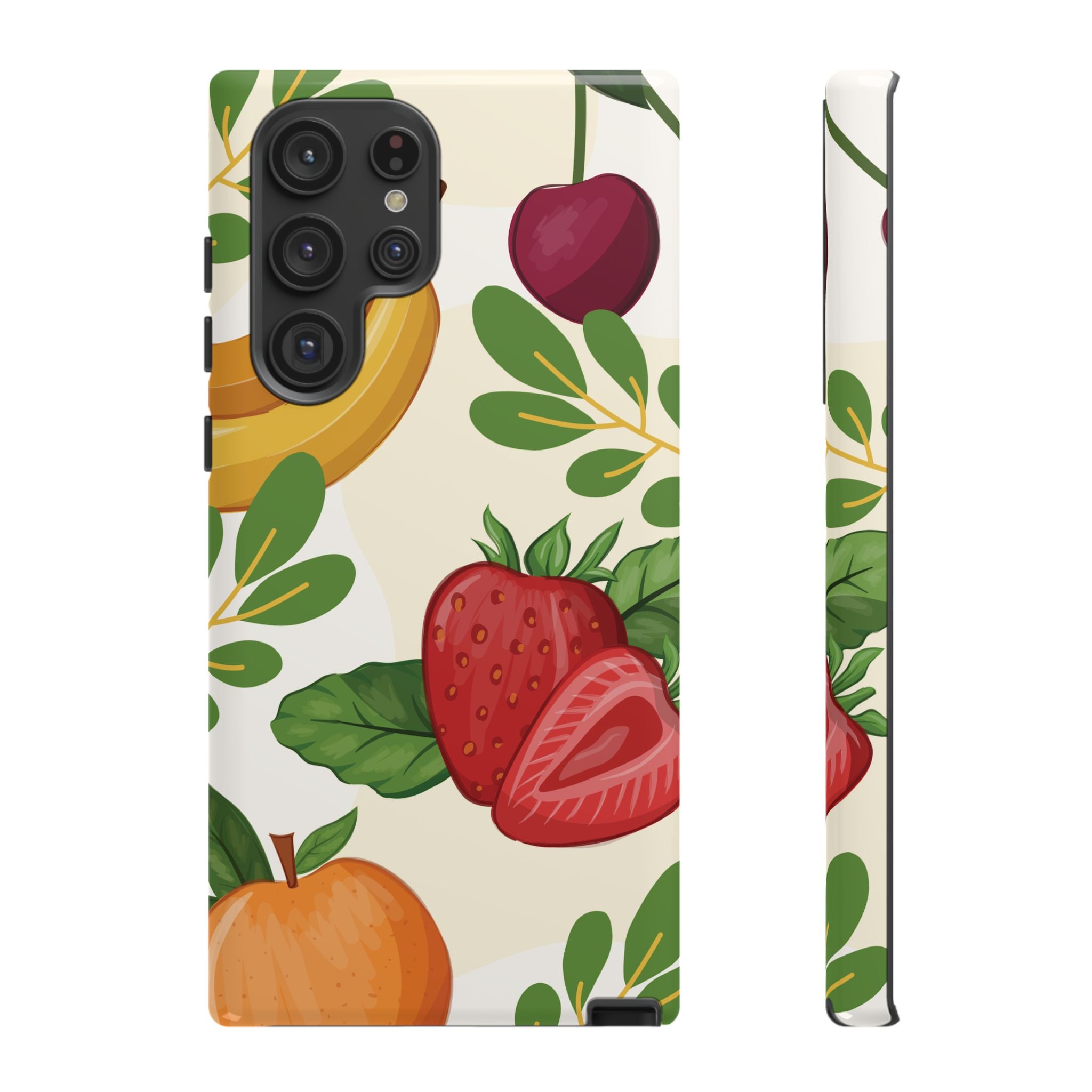 Fruit Pattern Tough Case — Floral Strawberry & Banana Phone Cover