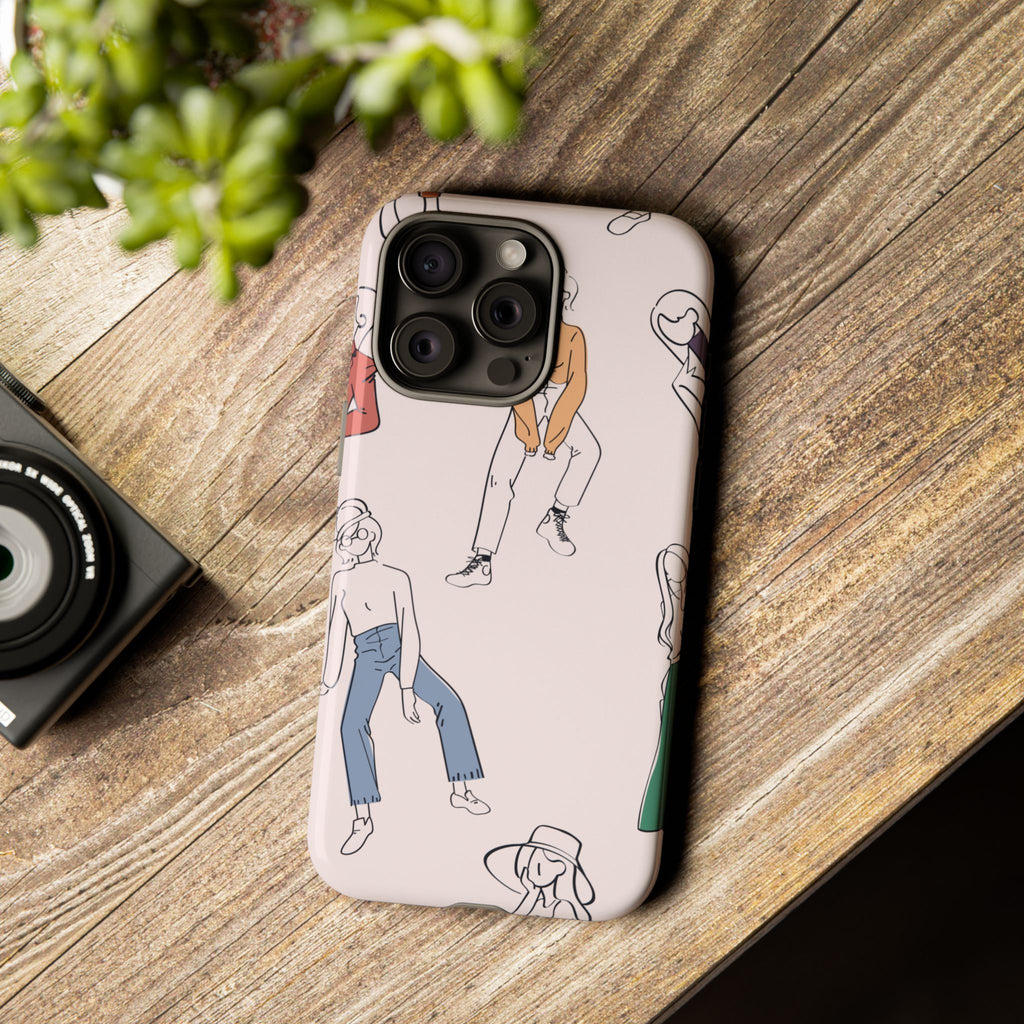 Dancing Women Pattern Phone Case — Chic Pastel Protective Phone Cover
