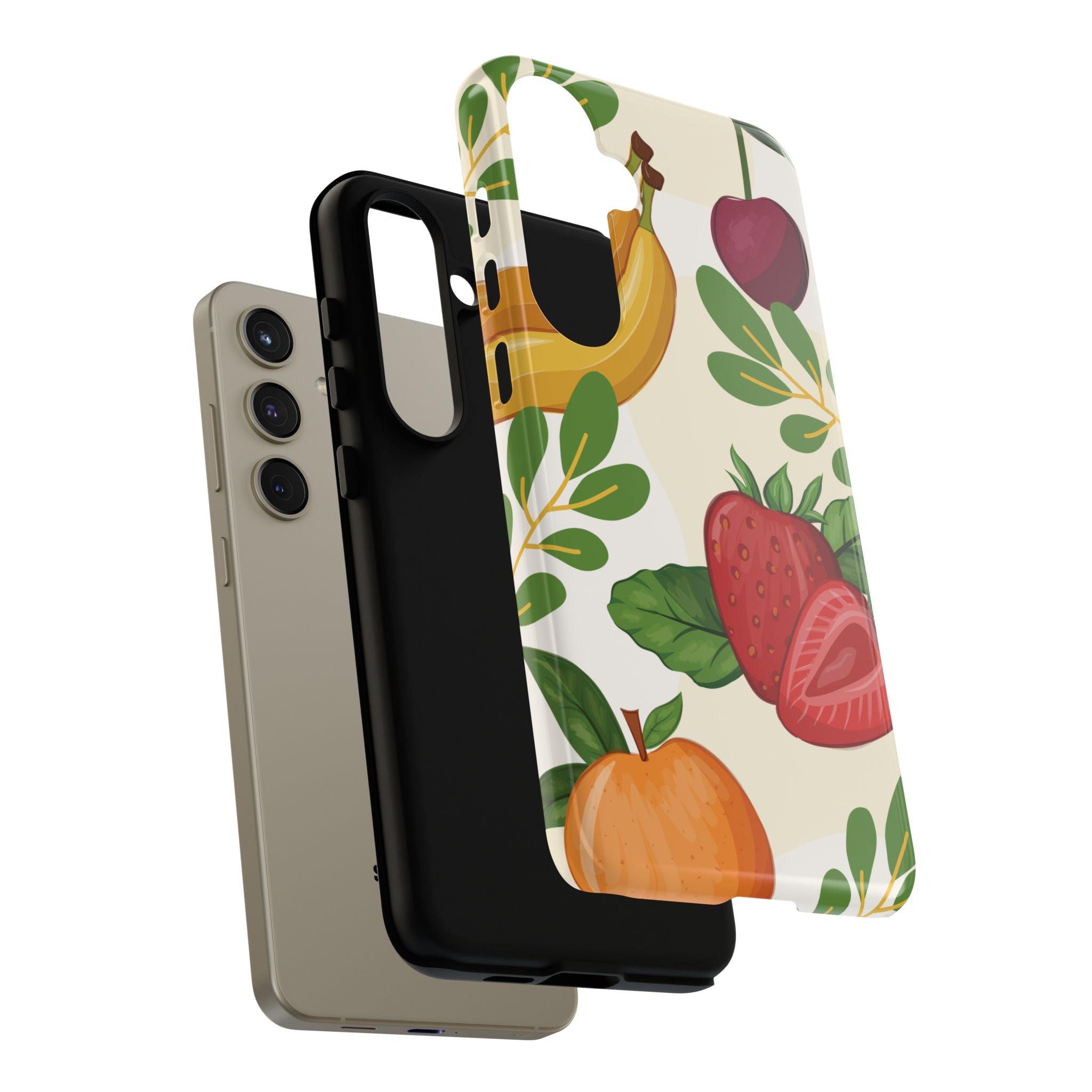 Fruit Pattern Tough Case — Floral Strawberry & Banana Phone Cover