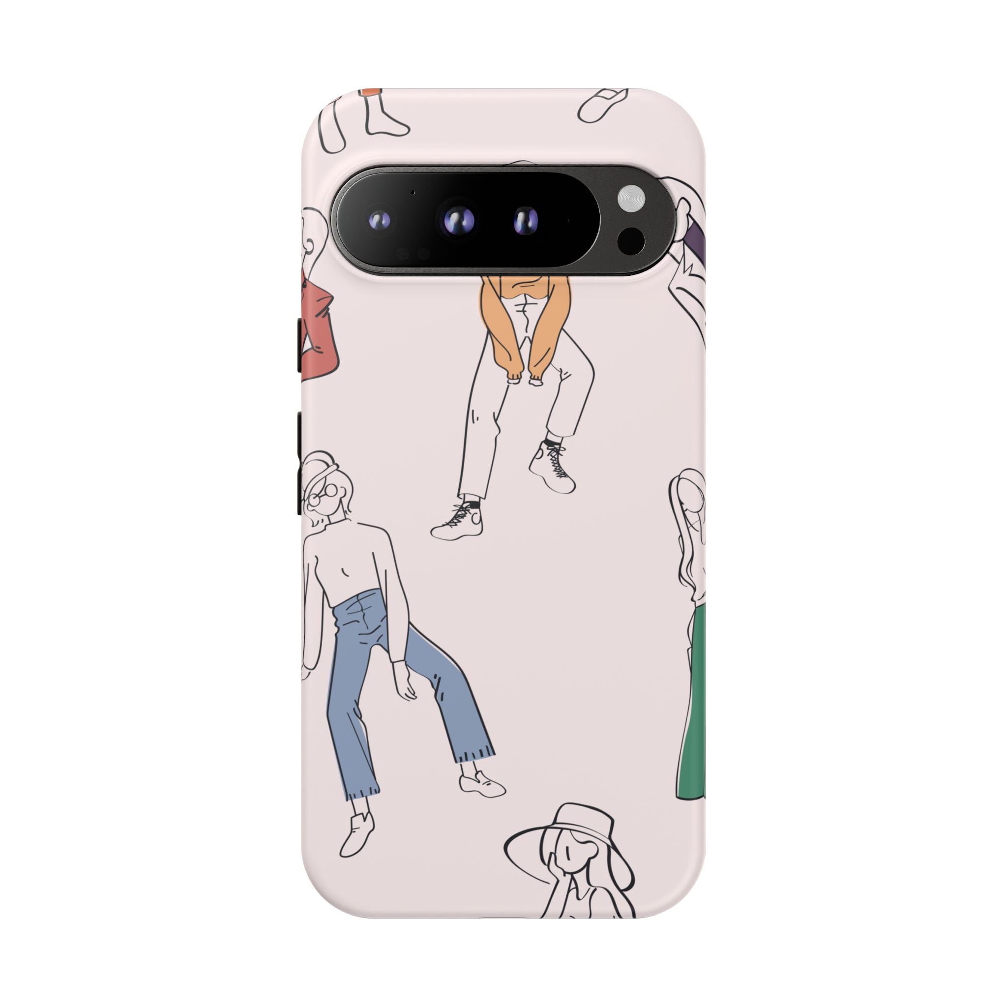 Dancing Women Pattern Phone Case — Chic Pastel Protective Phone Cover